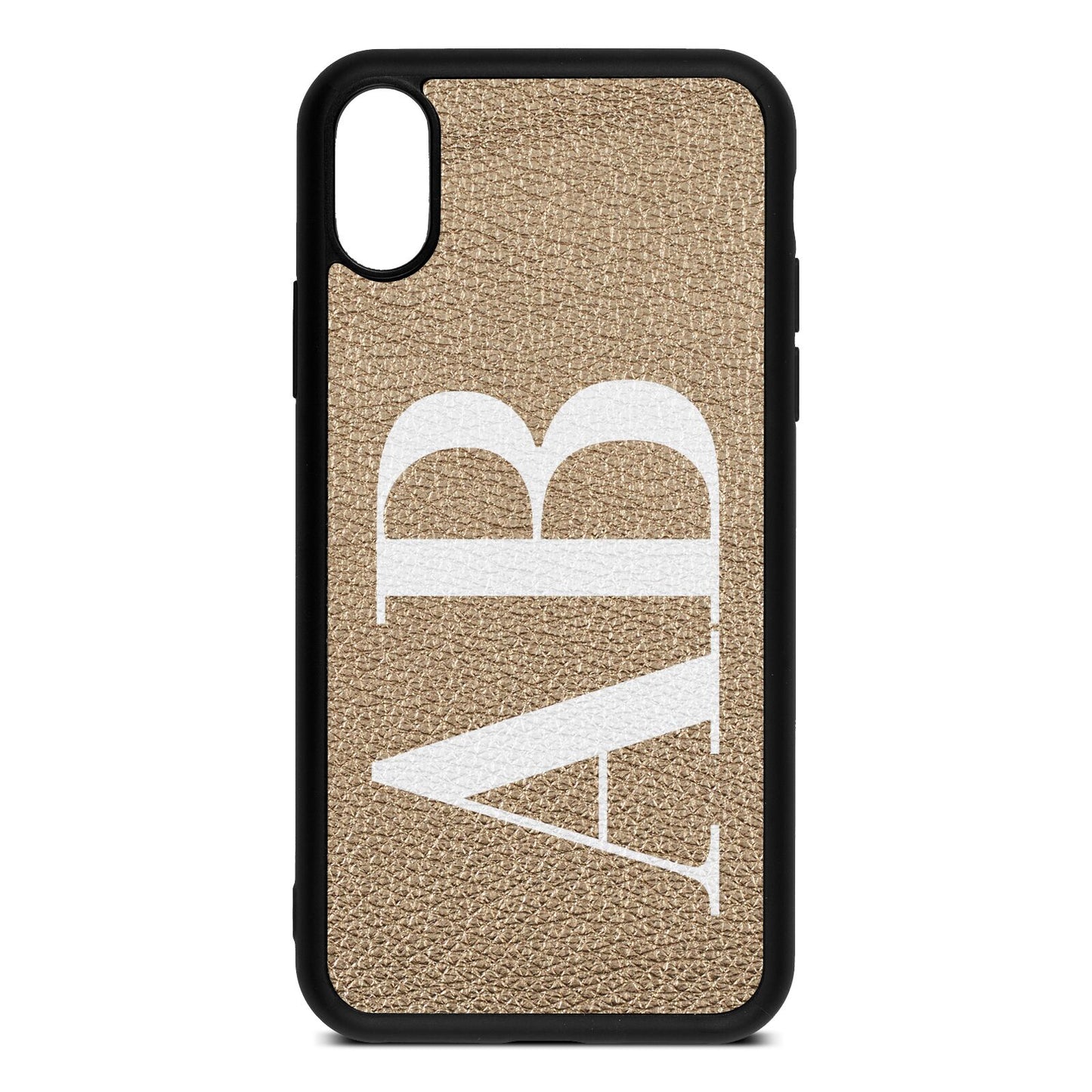 Personalised Bold Font Gold Pebble Leather iPhone Xs Case