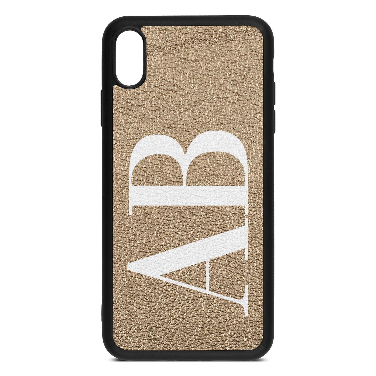 Personalised Bold Font Gold Pebble Leather iPhone Xs Max Case