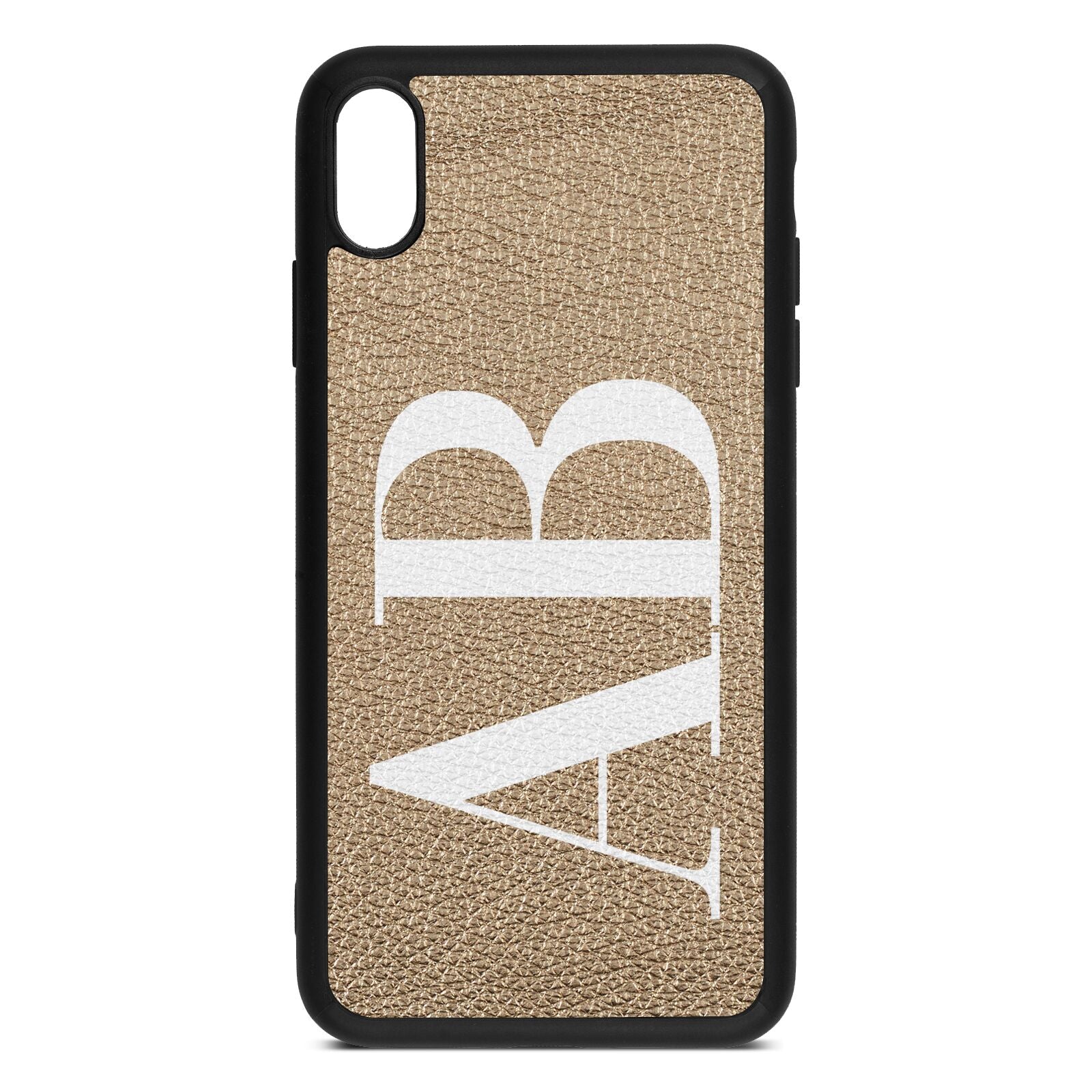 Personalised Bold Font Gold Pebble Leather iPhone Xs Max Case