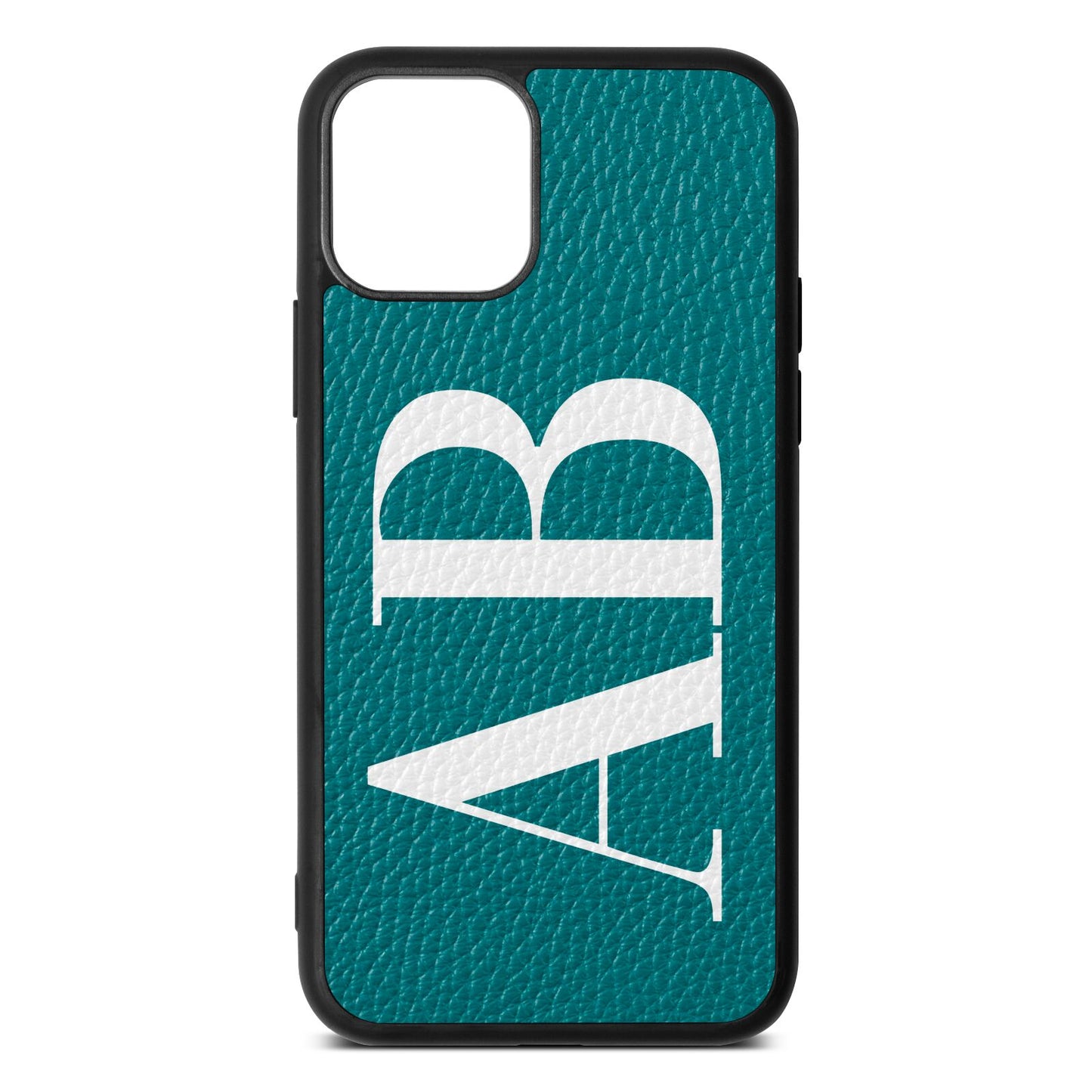 Personalised Bold Font Green Pebble Leather iPhone 11 Case