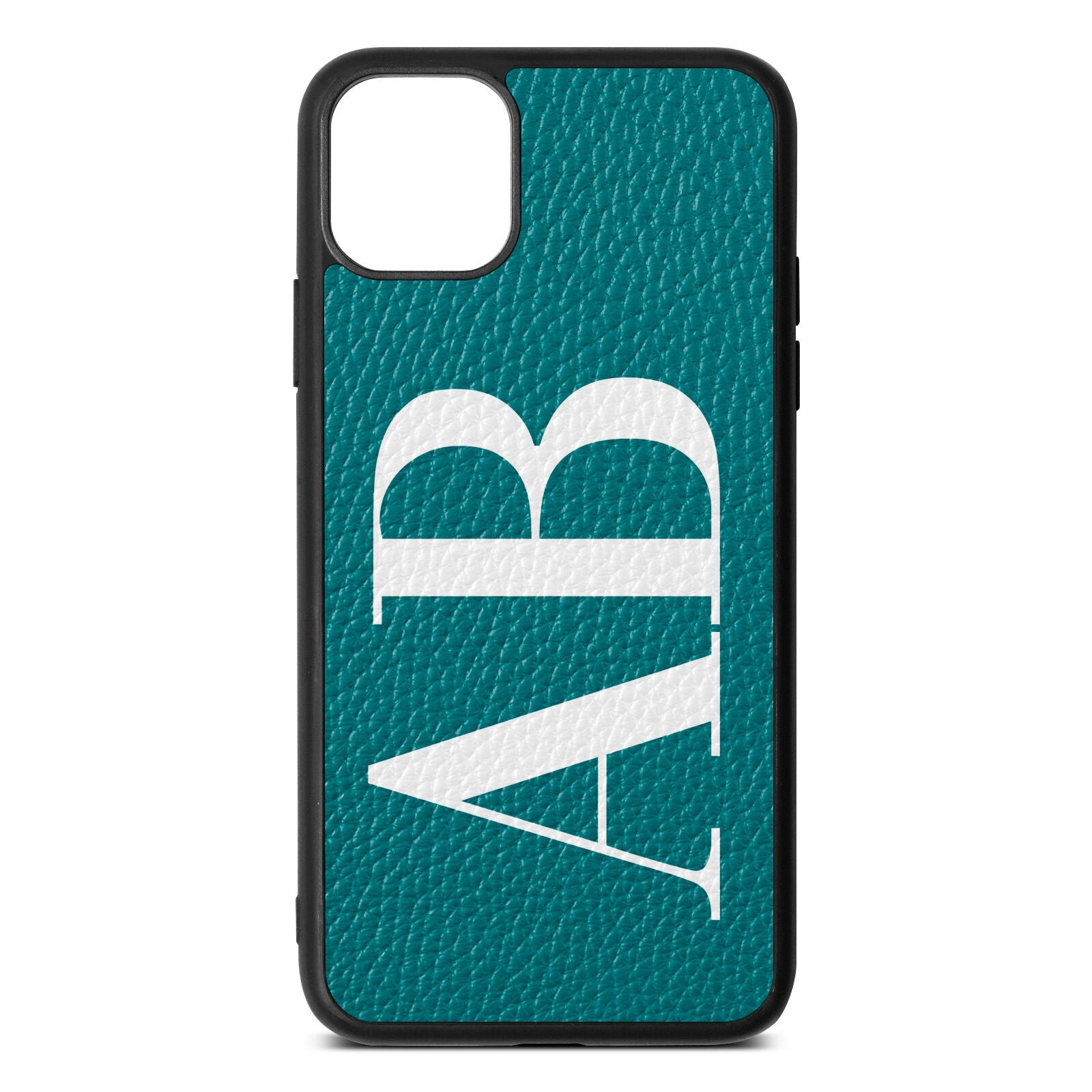 Personalised Bold Font Green Pebble Leather iPhone 11 Pro Max Case