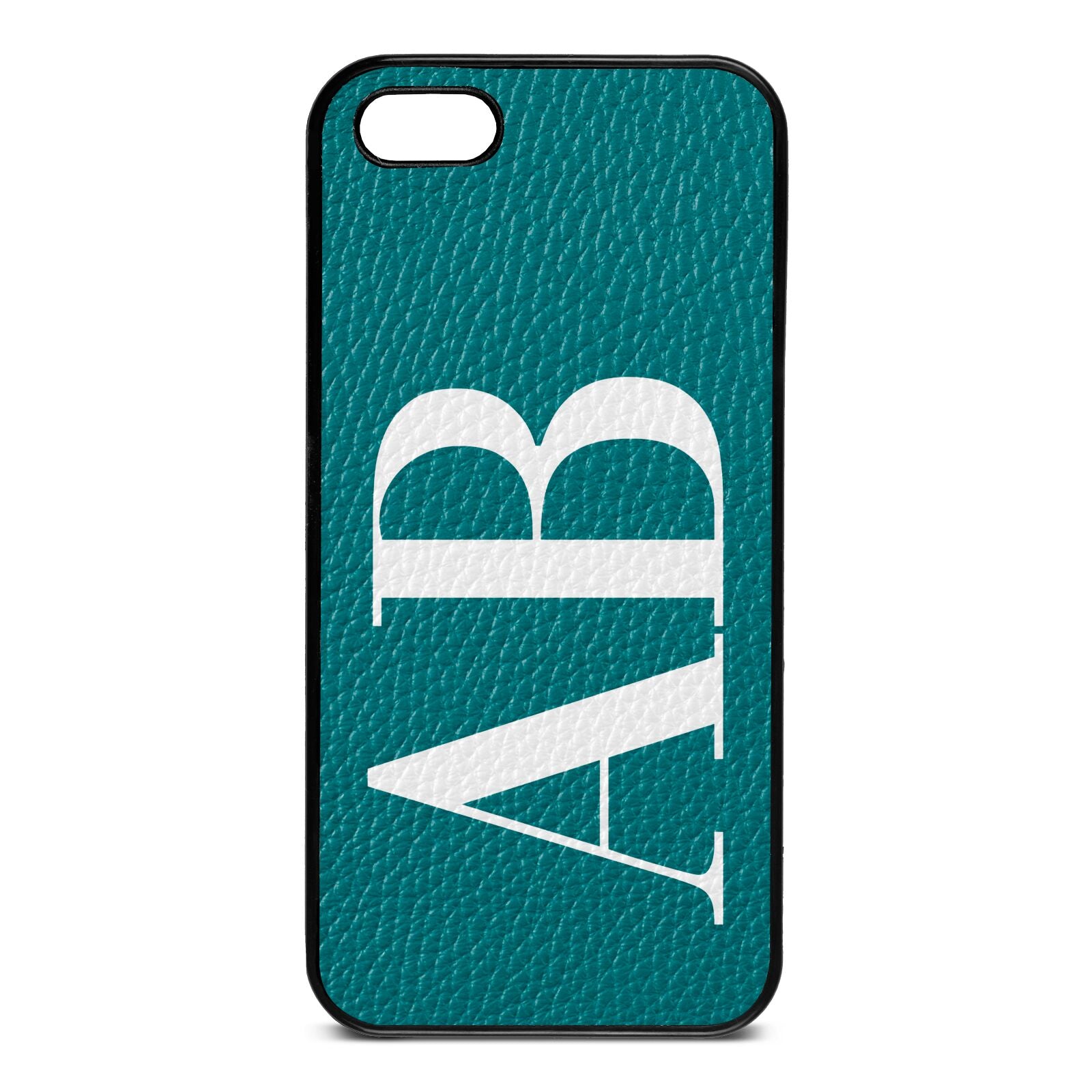 Personalised Bold Font Green Pebble Leather iPhone 5 Case