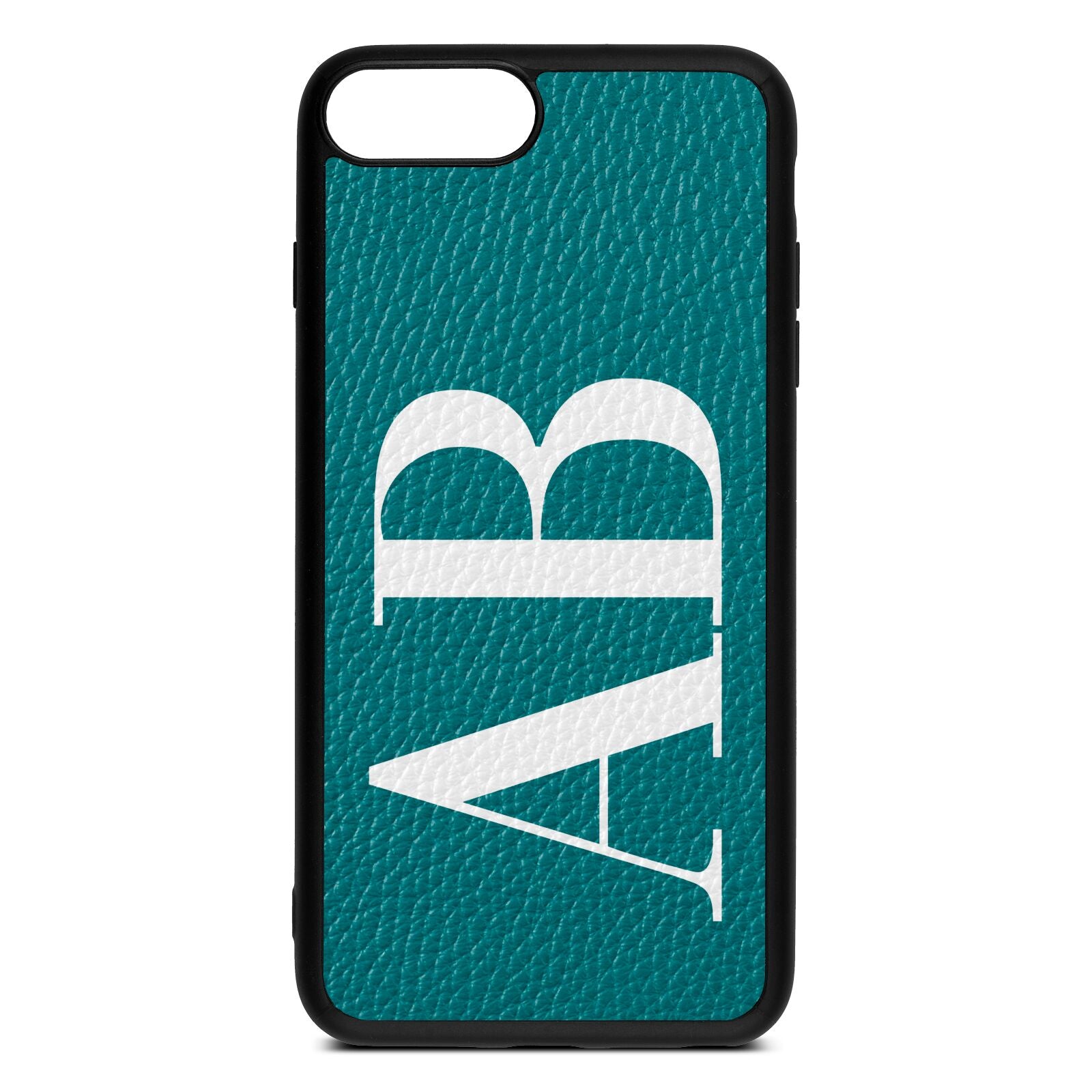 Personalised Bold Font Green Pebble Leather iPhone 8 Plus Case