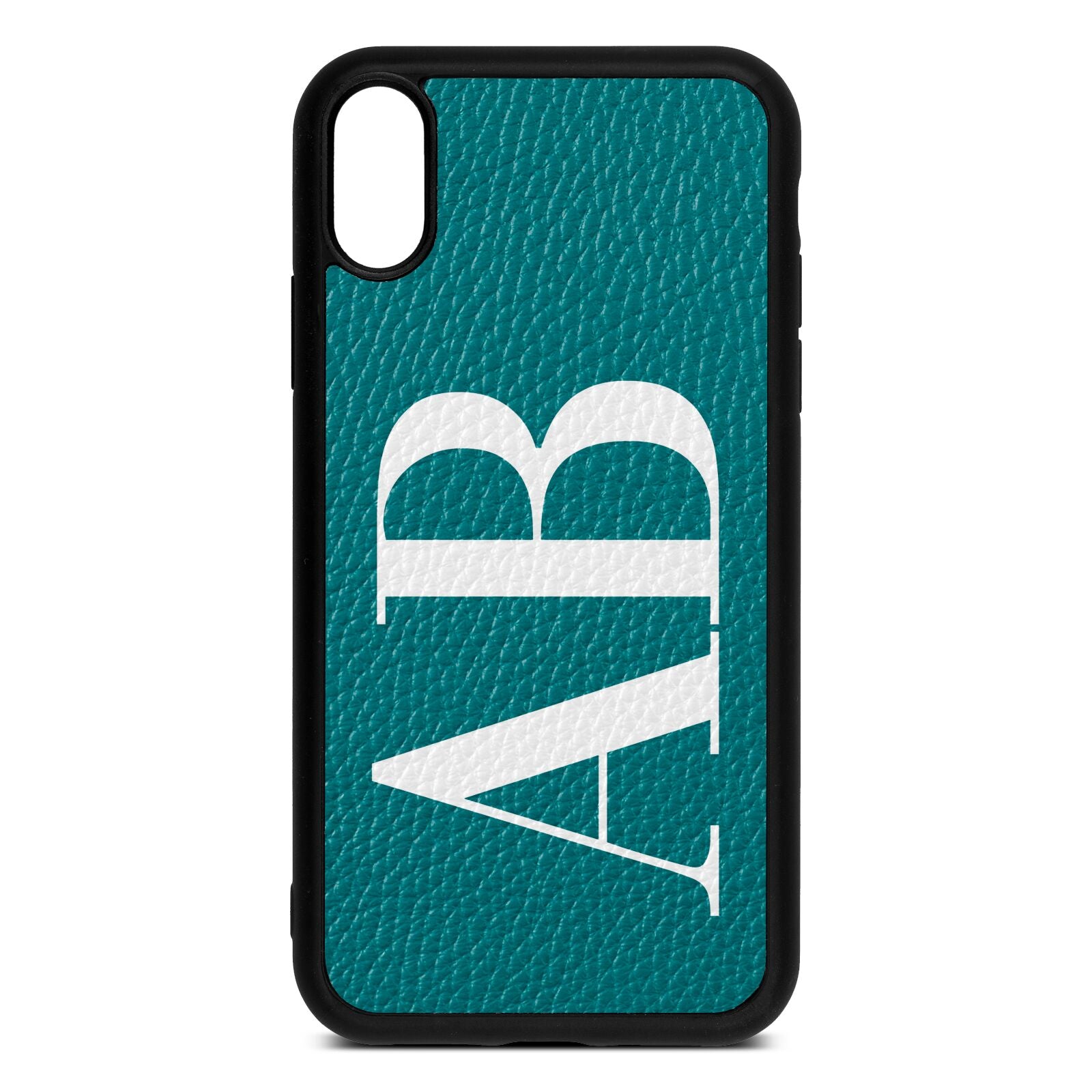 Personalised Bold Font Green Pebble Leather iPhone Xr Case