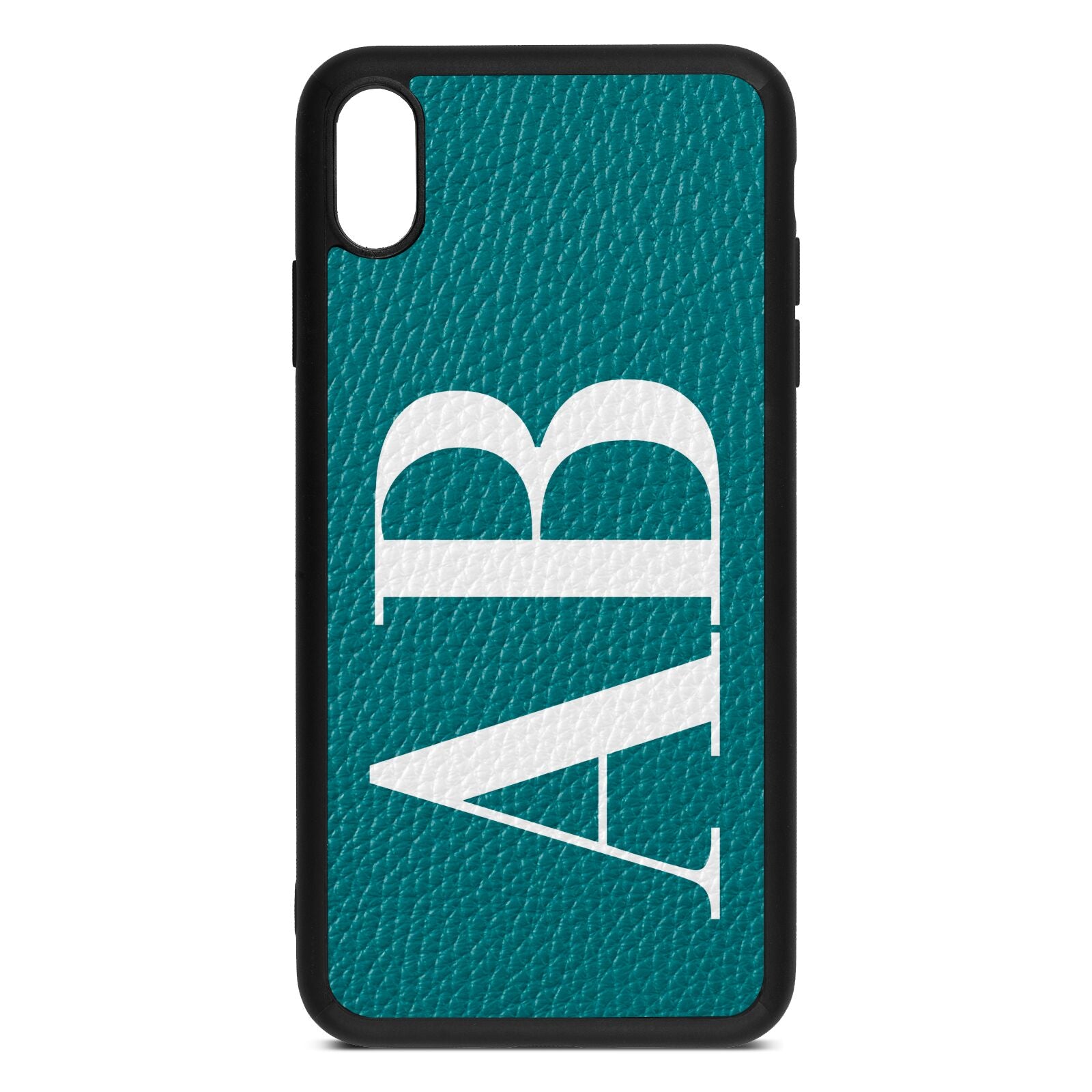 Personalised Bold Font Green Pebble Leather iPhone Xs Max Case