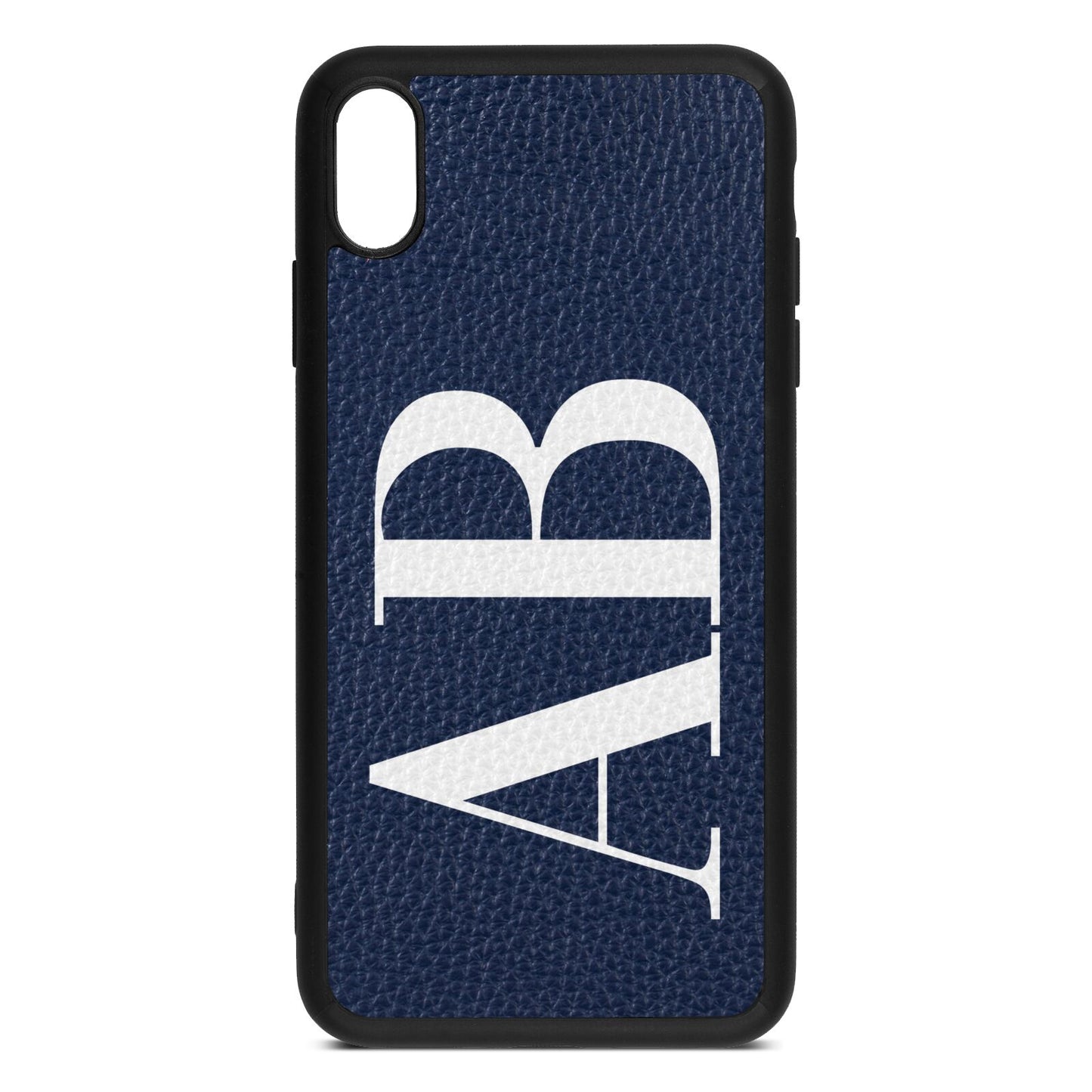 Personalised Bold Font Navy Blue Pebble Leather iPhone Xs Max Case