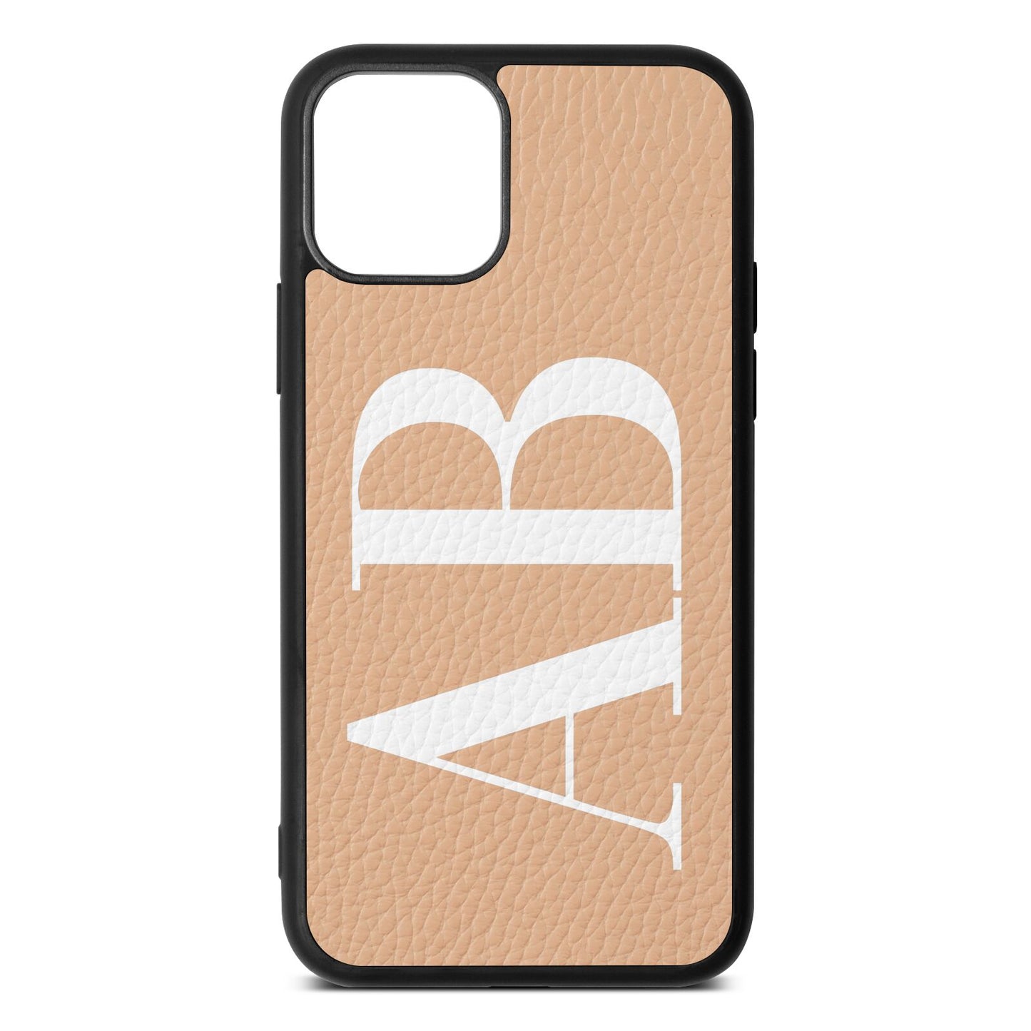 Personalised Bold Font Nude Pebble Leather iPhone 11 Case