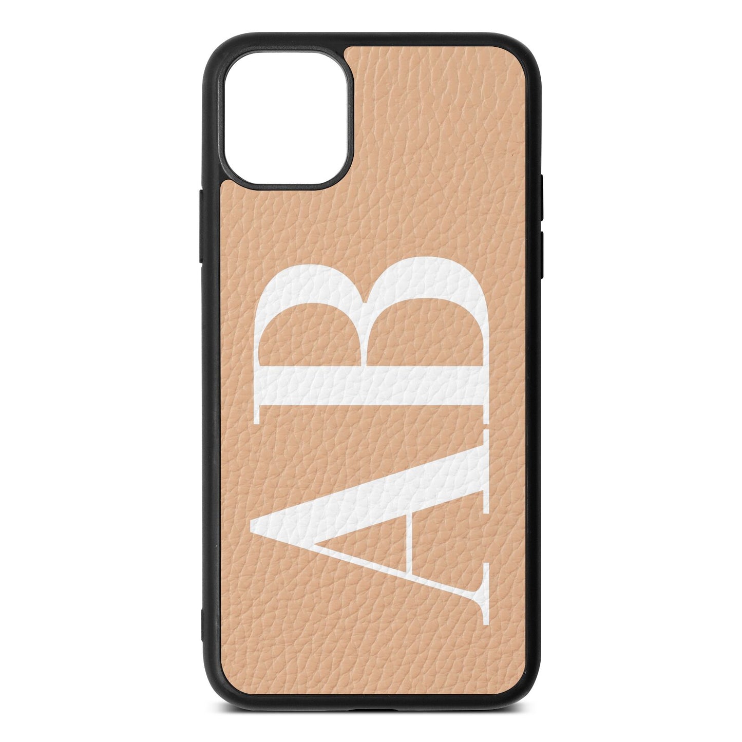 Personalised Bold Font Nude Pebble Leather iPhone 11 Pro Max Case