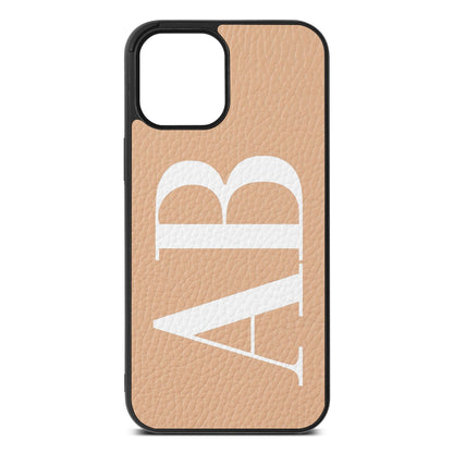 Personalised Bold Font Nude Pebble Leather iPhone 12 Pro Max Case