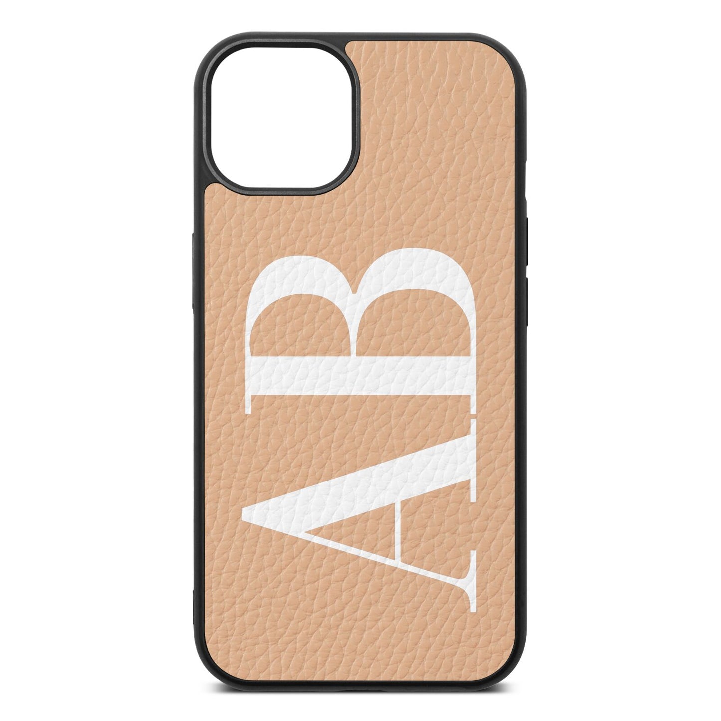 Personalised Bold Font Nude Pebble Leather iPhone 13 Case