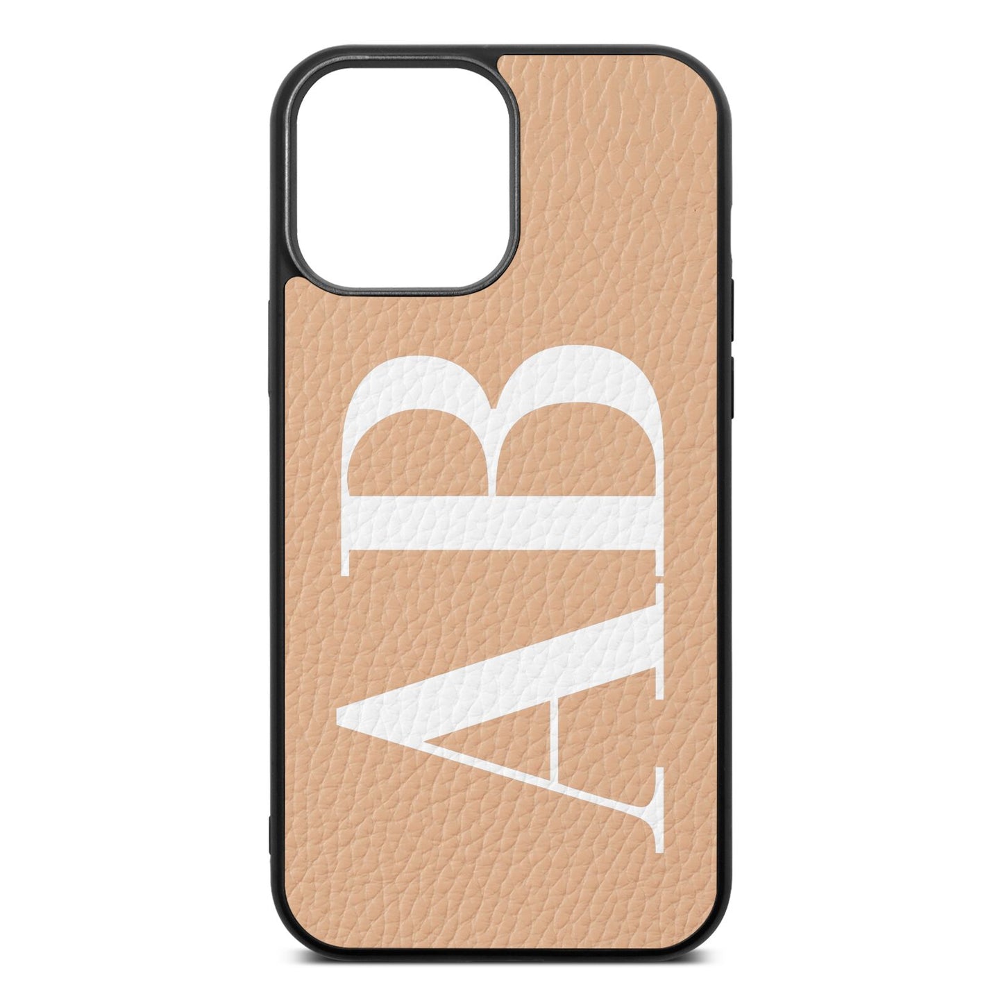 Personalised Bold Font Nude Pebble Leather iPhone 13 Pro Max Case