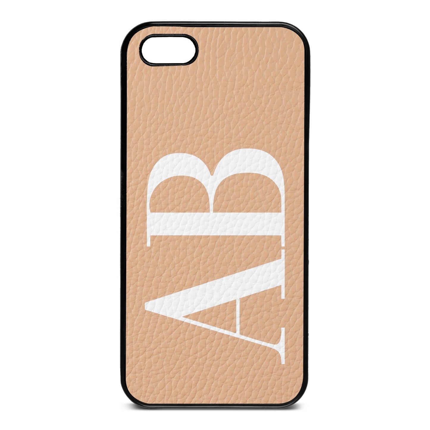 Personalised Bold Font Nude Pebble Leather iPhone 5 Case