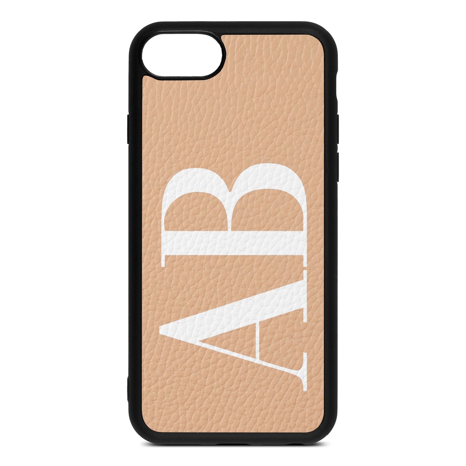 Personalised Bold Font Nude Pebble Leather iPhone 8 Case