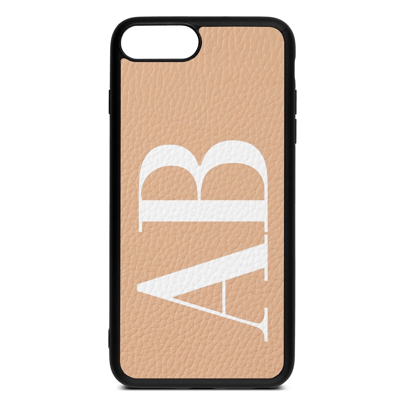 Personalised Bold Font Nude Pebble Leather iPhone 8 Plus Case