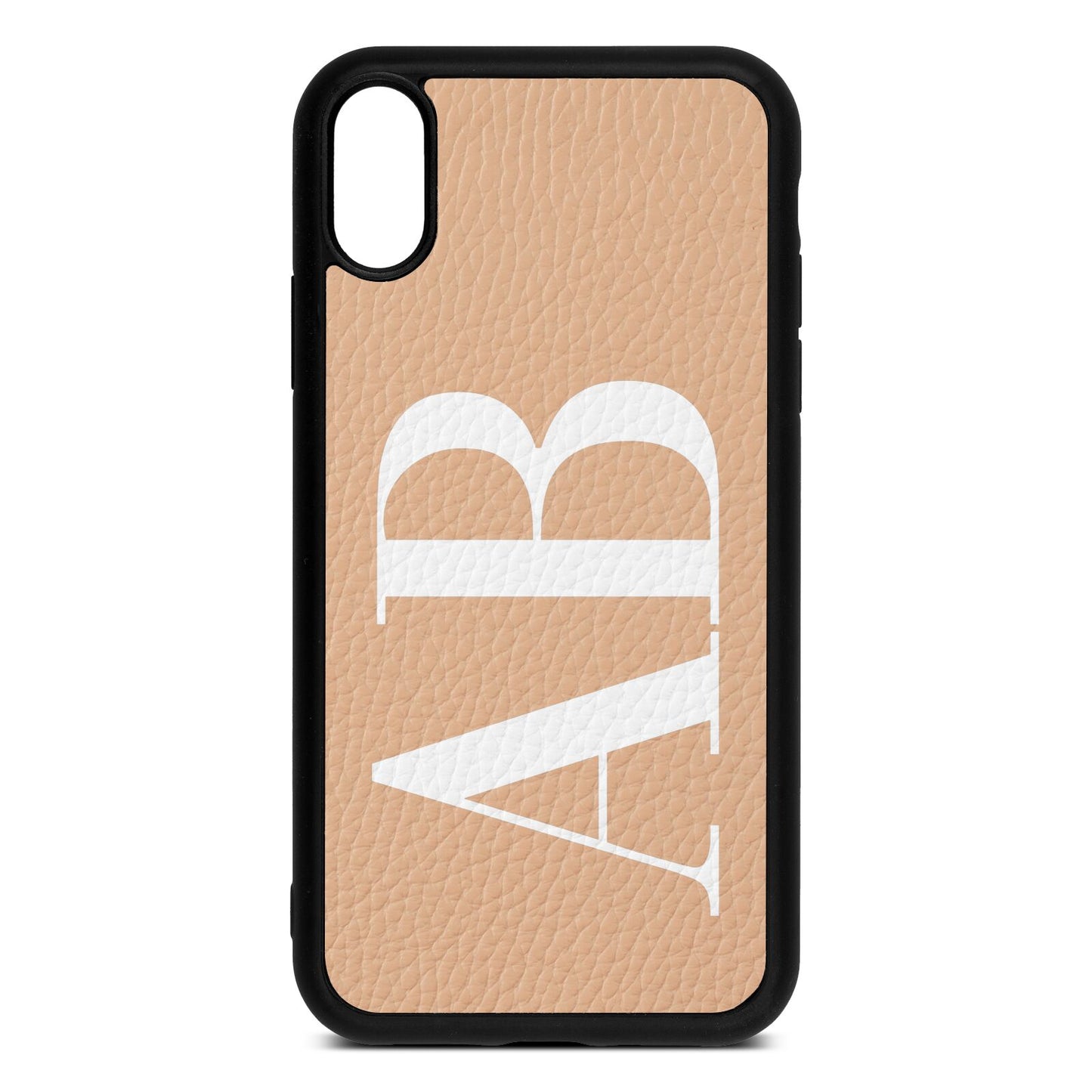 Personalised Bold Font Nude Pebble Leather iPhone Xr Case