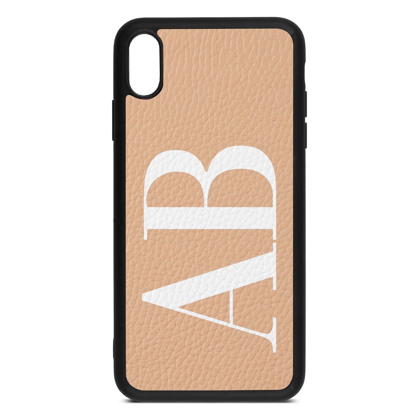 Personalised Bold Font Nude Pebble Leather iPhone Xs Max Case