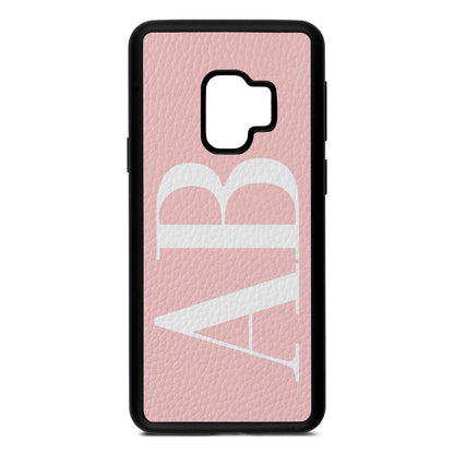 Personalised Bold Font Pink Pebble Leather Samsung S9 Case