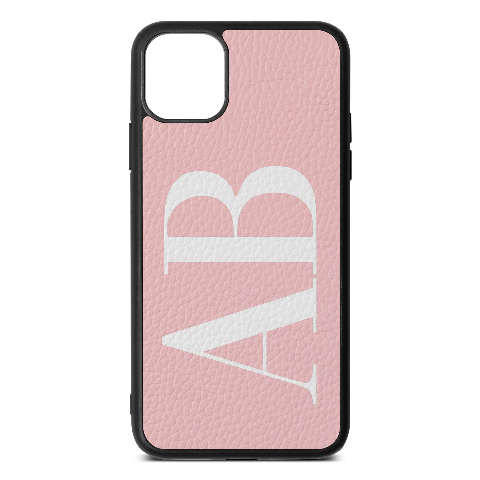 Personalised Bold Font Pink Pebble Leather iPhone 11 Pro Max Case