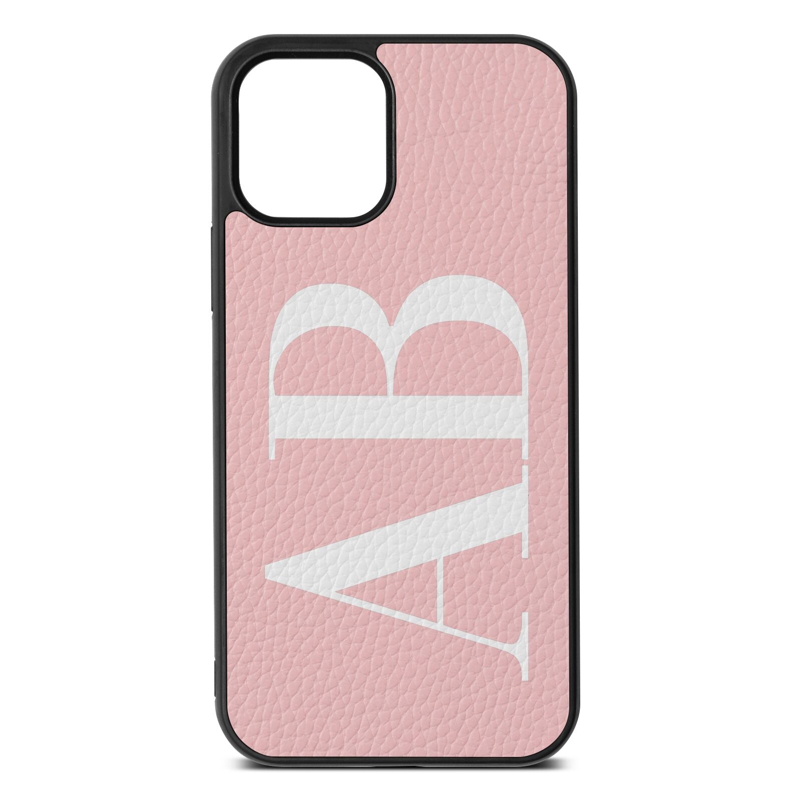 Personalised Bold Font Pink Pebble Leather iPhone 12 Case