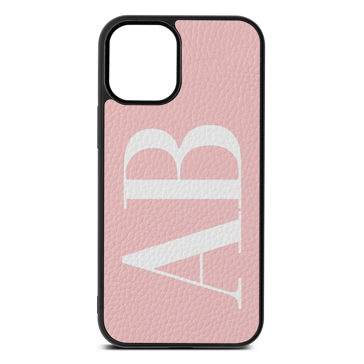 Personalised Bold Font Pink Pebble Leather iPhone 12 Mini Case