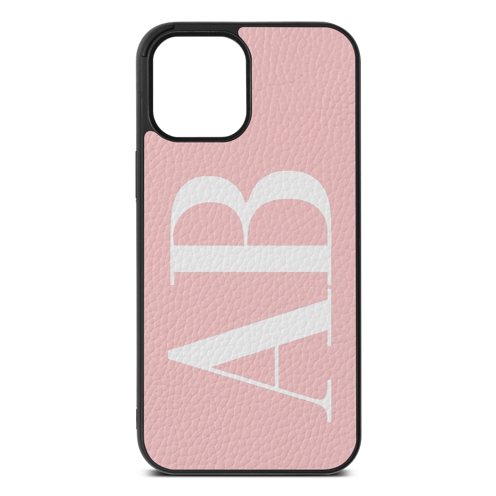 Personalised Bold Font Pink Pebble Leather iPhone 12 Pro Max Case