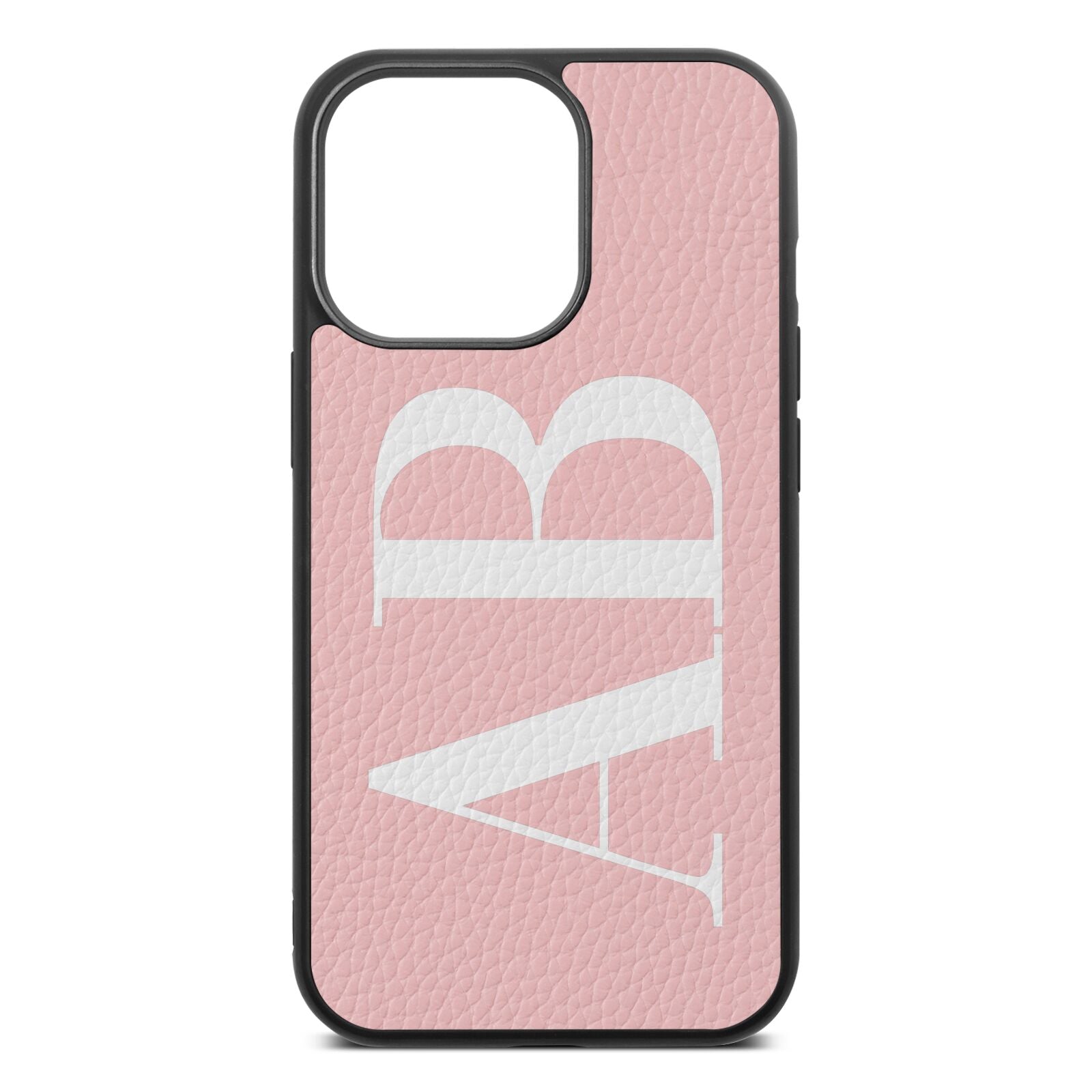 Personalised Bold Font Pink Pebble Leather iPhone 13 Pro Case