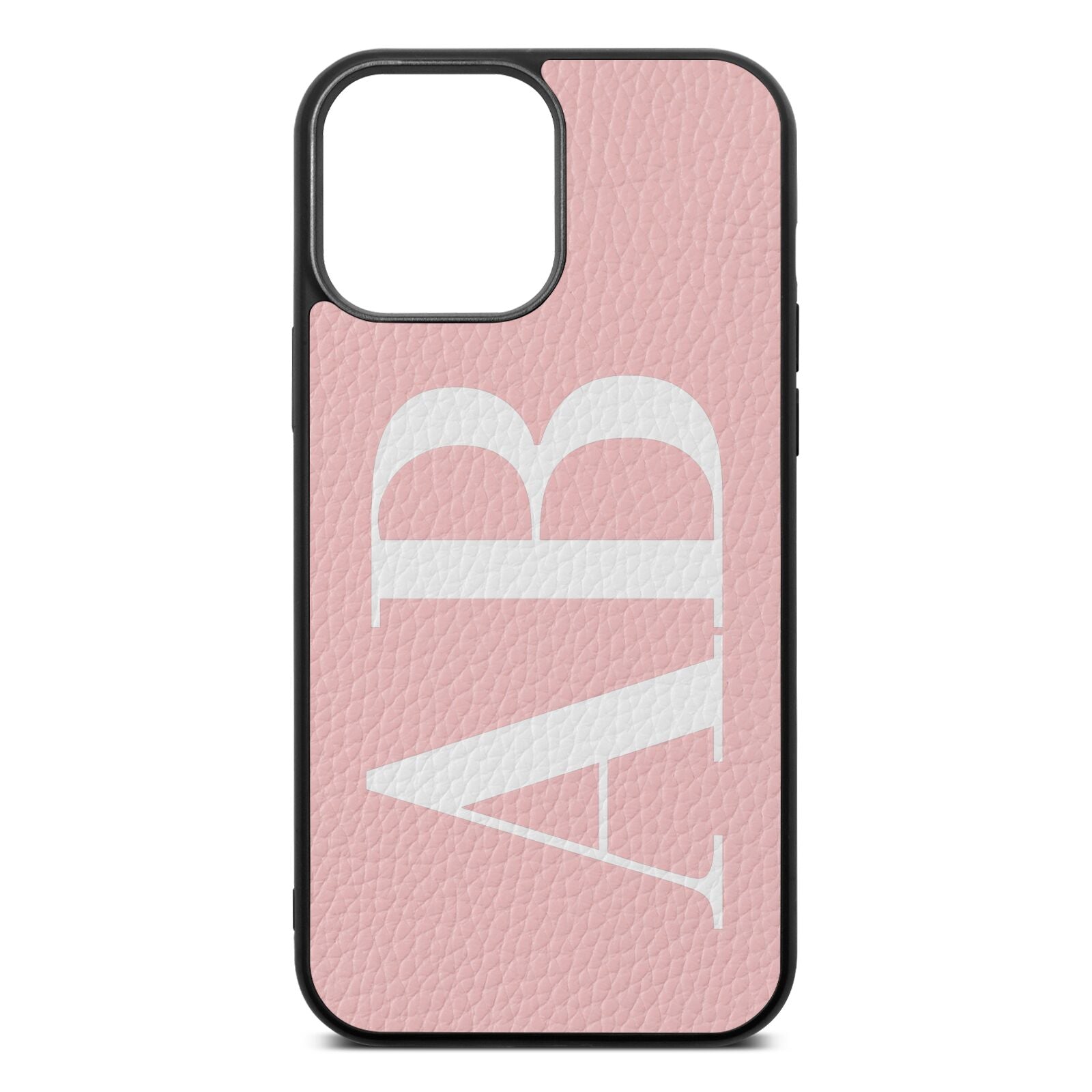 Personalised Bold Font Pink Pebble Leather iPhone 13 Pro Max Case