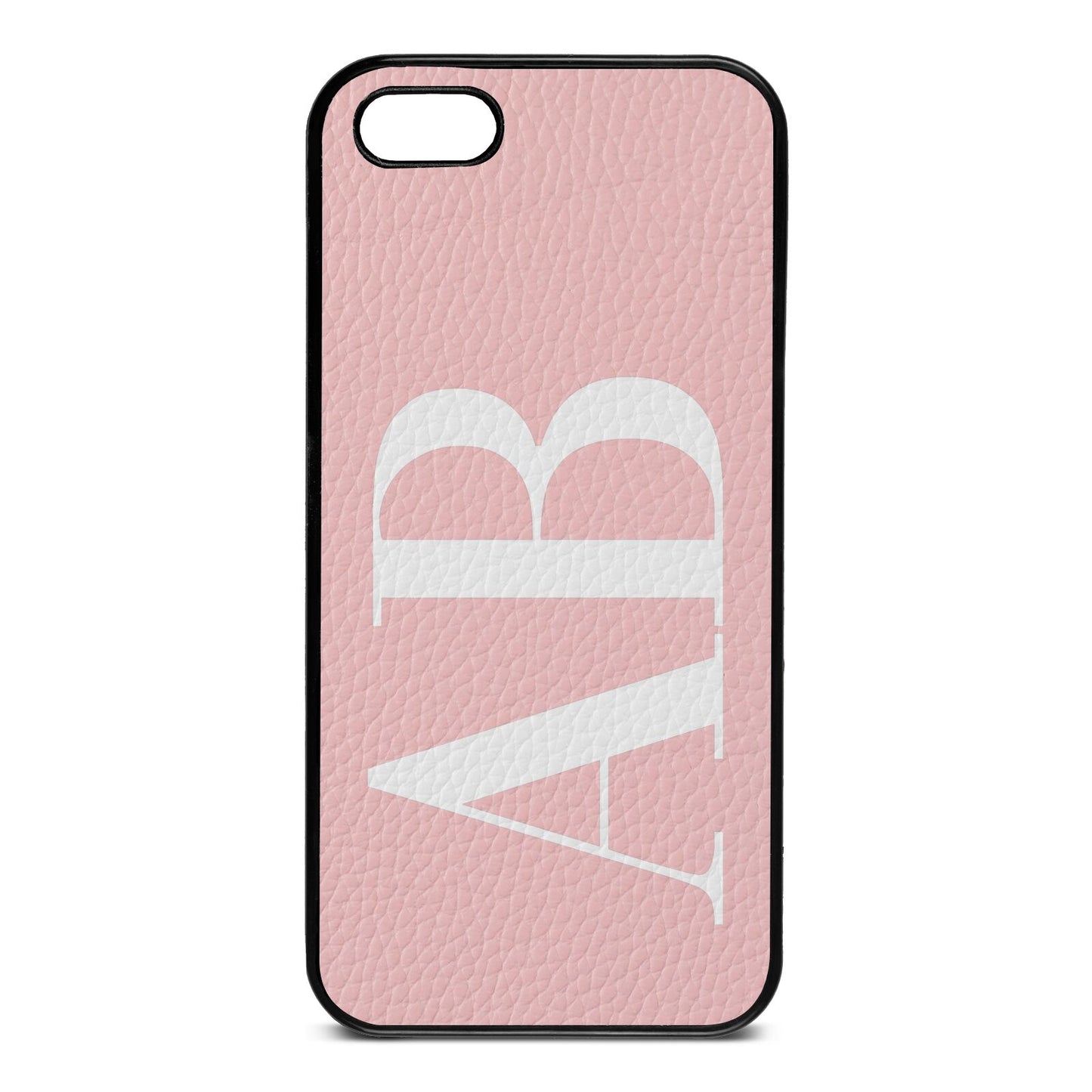 Personalised Bold Font Pink Pebble Leather iPhone 5 Case