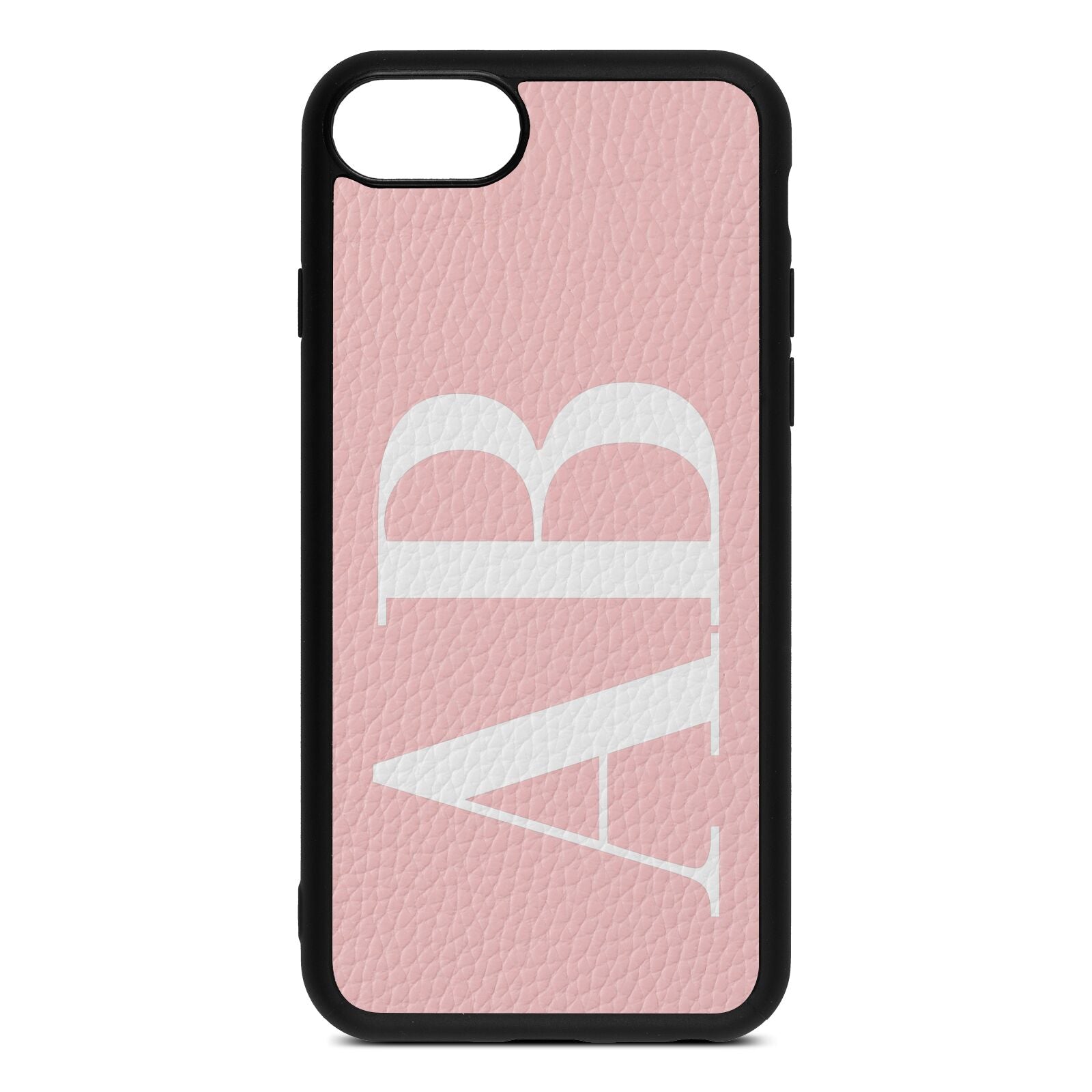 Personalised Bold Font Pink Pebble Leather iPhone 8 Case