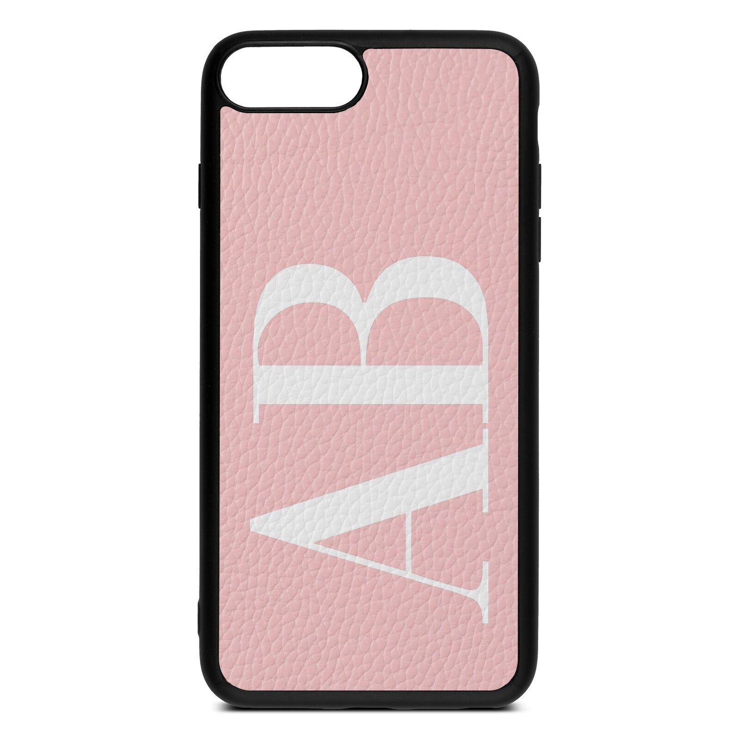 Personalised Bold Font Pink Pebble Leather iPhone 8 Plus Case