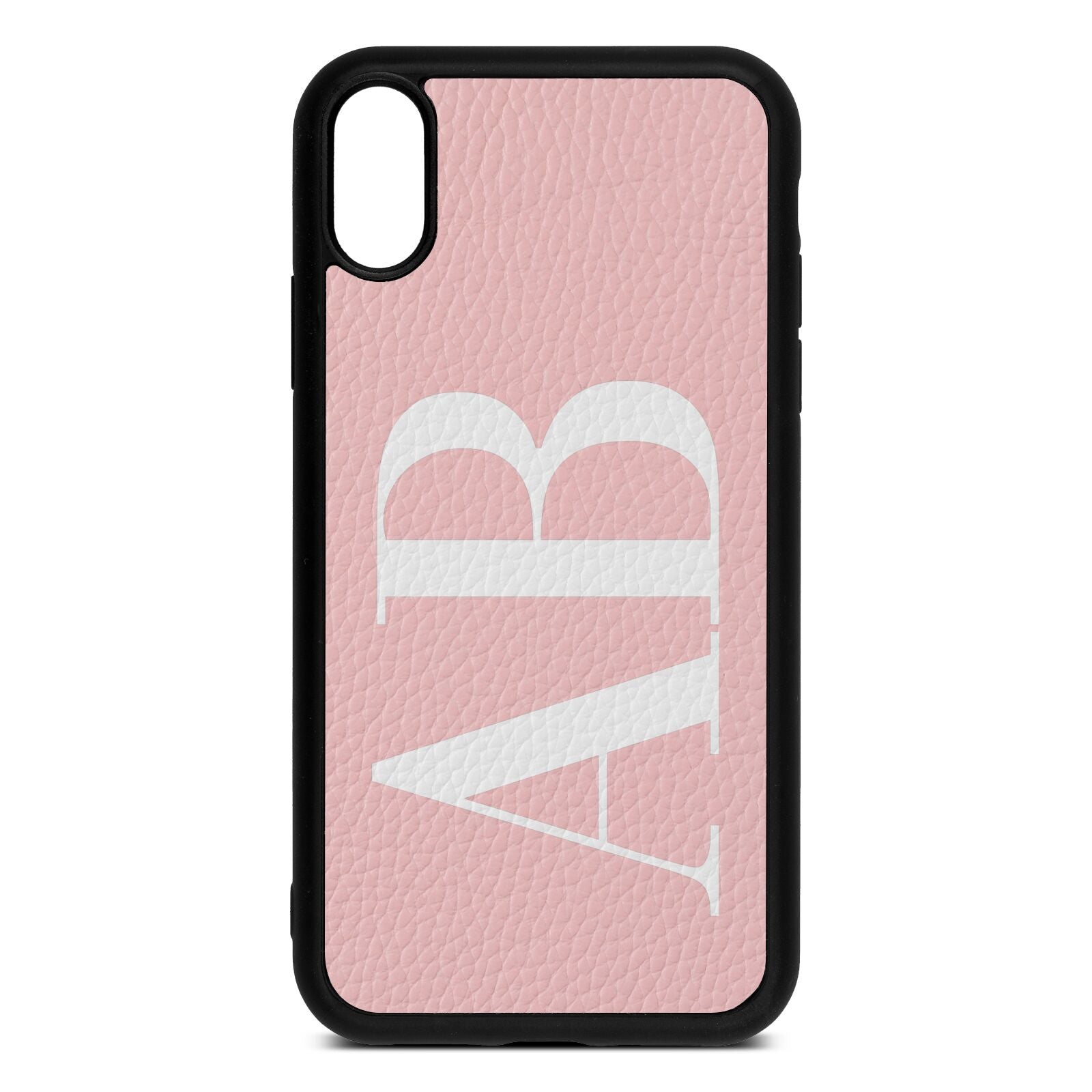 Personalised Bold Font Pink Pebble Leather iPhone Xr Case