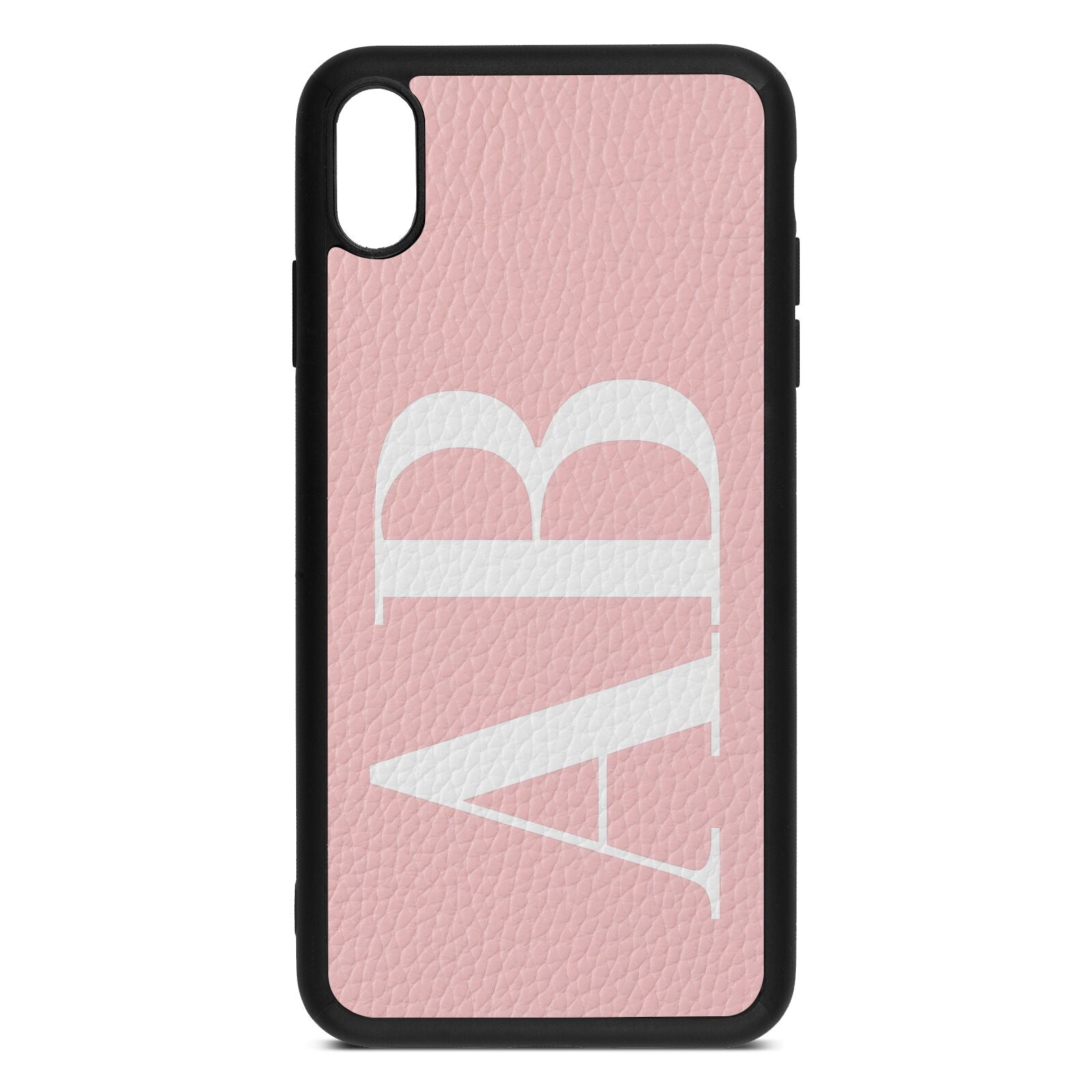 Personalised Bold Font Pink Pebble Leather iPhone Xs Max Case