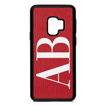 Personalised Bold Font Red Pebble Leather Samsung S9 Case