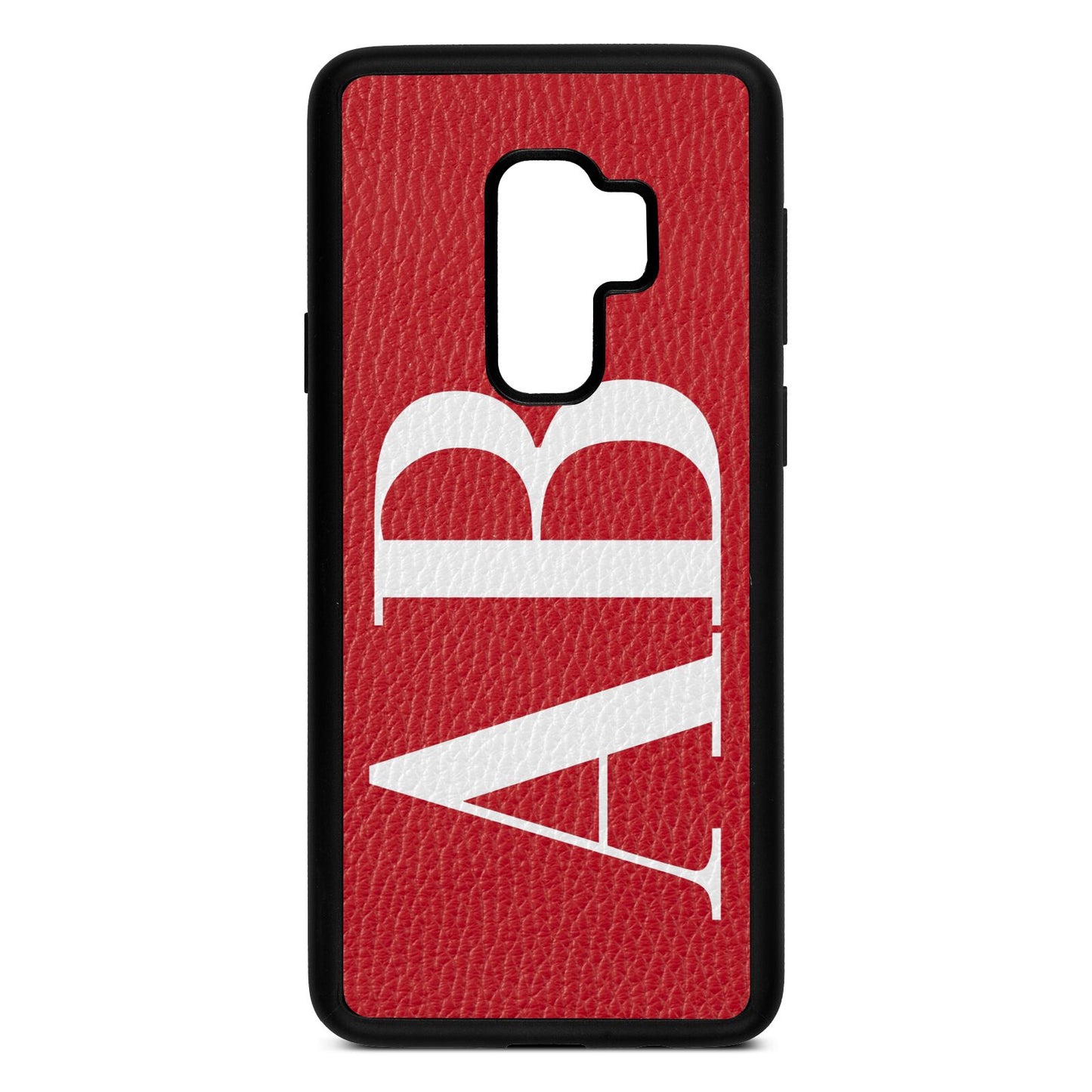 Personalised Bold Font Red Pebble Leather Samsung S9 Plus Case