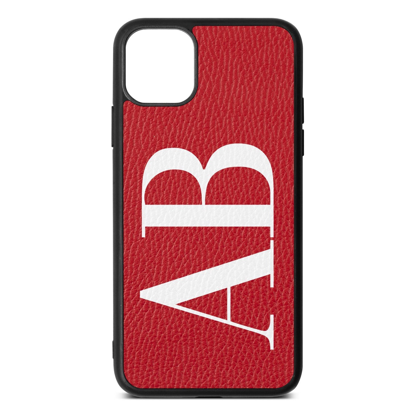 Personalised Bold Font Red Pebble Leather iPhone 11 Pro Max Case