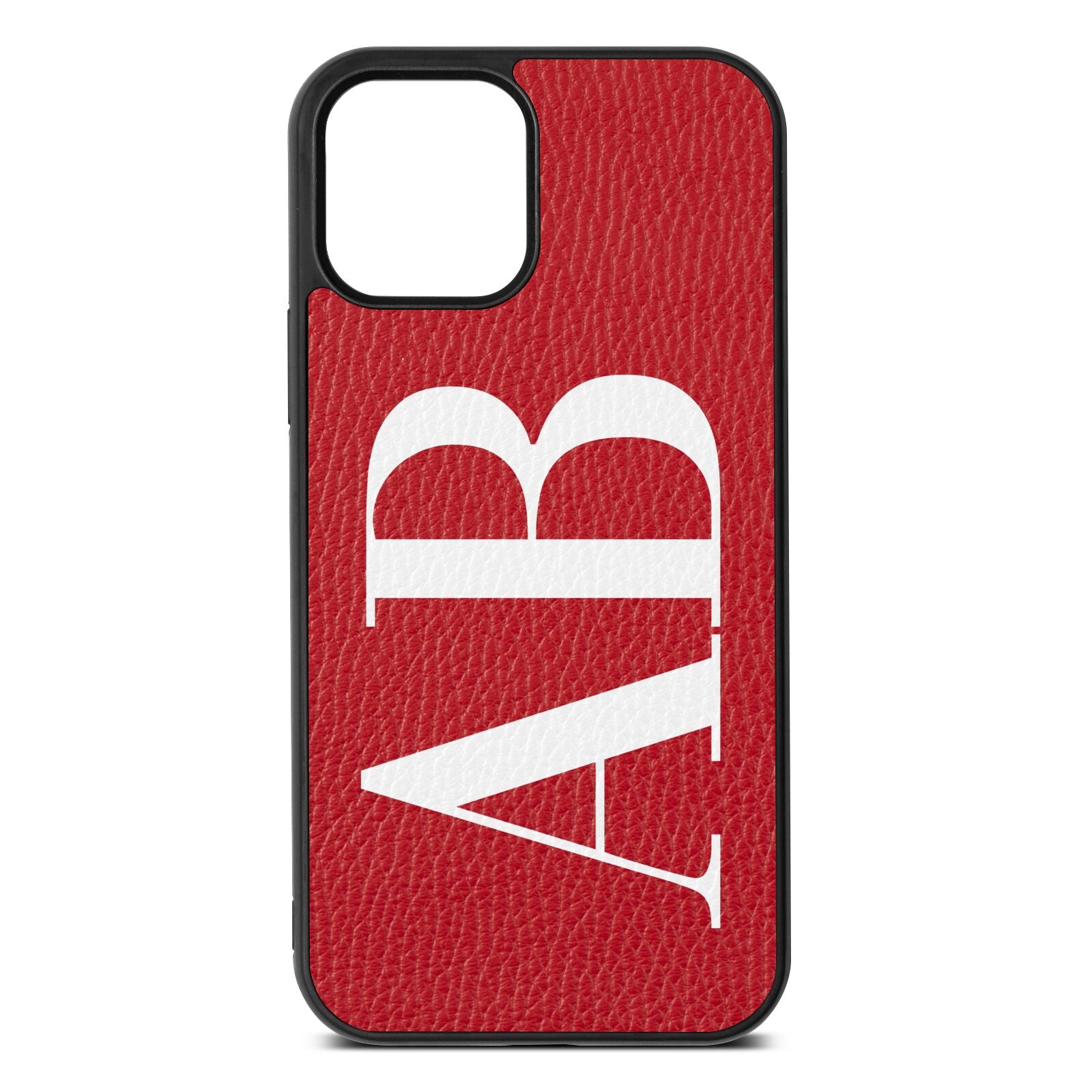 Personalised Bold Font Red Pebble Leather iPhone 12 Case