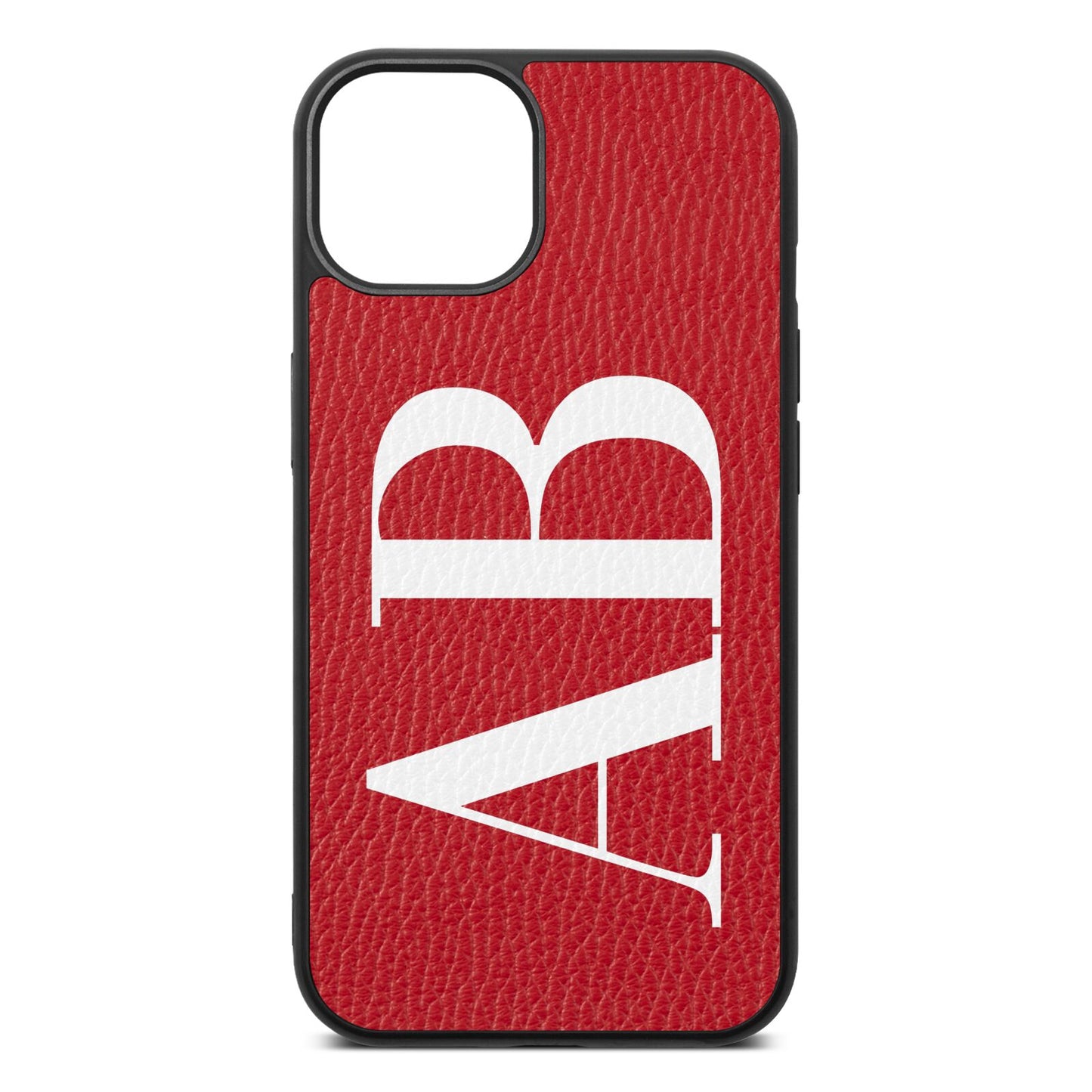 Personalised Bold Font Red Pebble Leather iPhone 13 Case