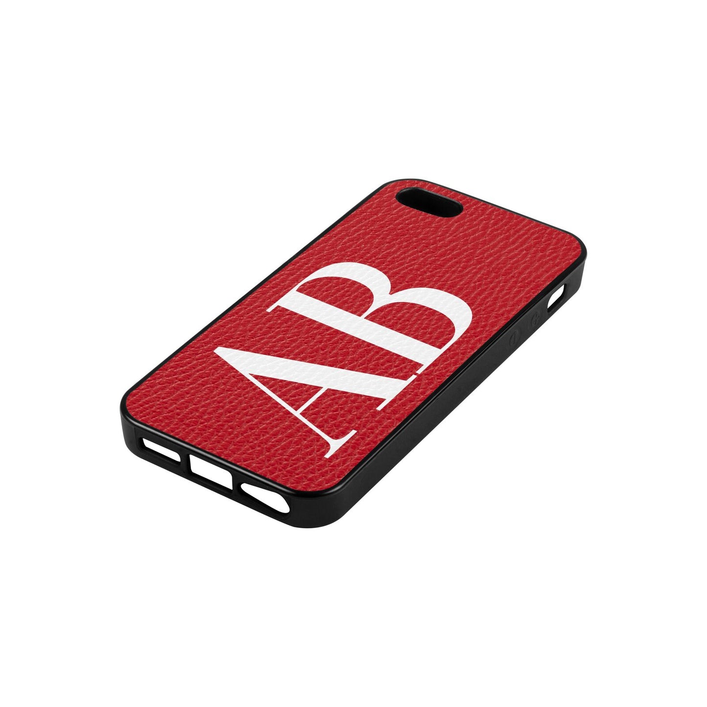 Personalised Bold Font Red Pebble Leather iPhone 5 Case Side Angle