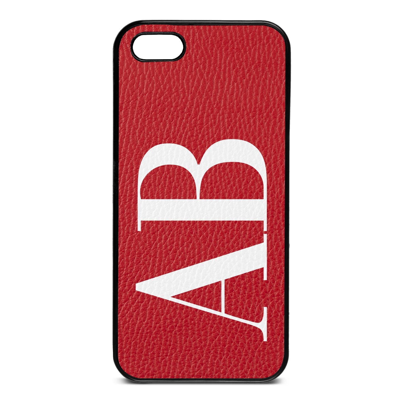 Personalised Bold Font Red Pebble Leather iPhone 5 Case