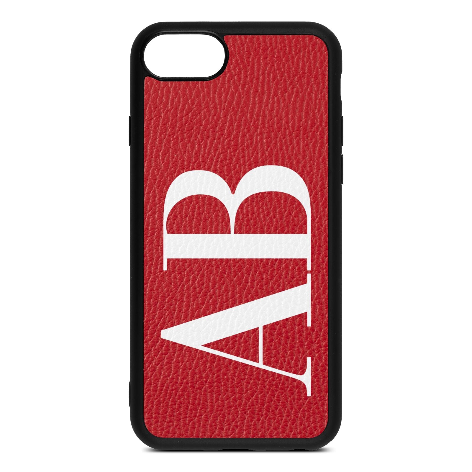 Personalised Bold Font Red Pebble Leather iPhone 8 Case