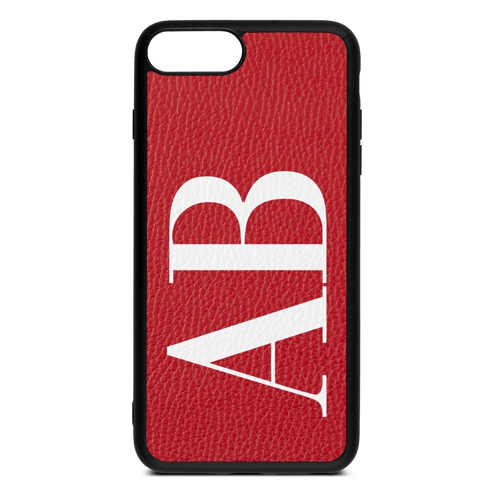 Personalised Bold Font Red Pebble Leather iPhone 8 Plus Case