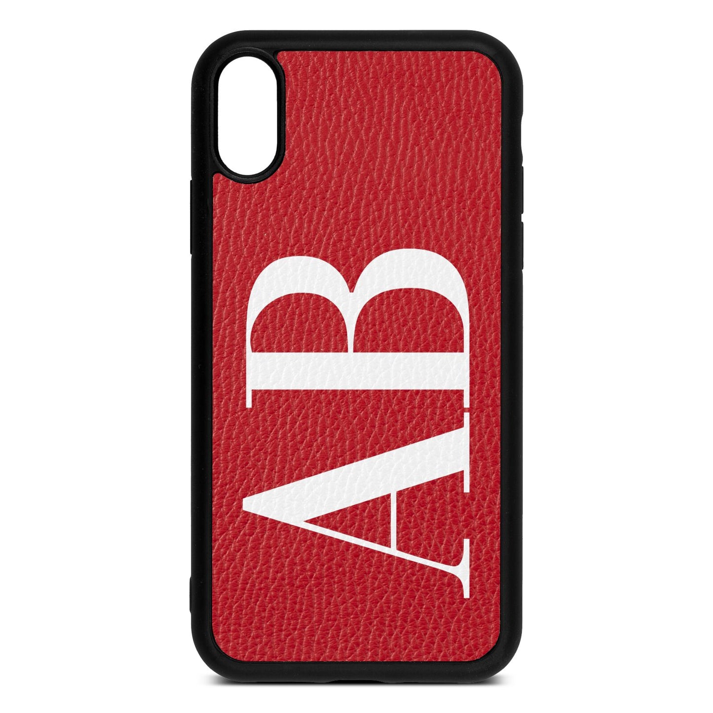 Personalised Bold Font Red Pebble Leather iPhone Xr Case