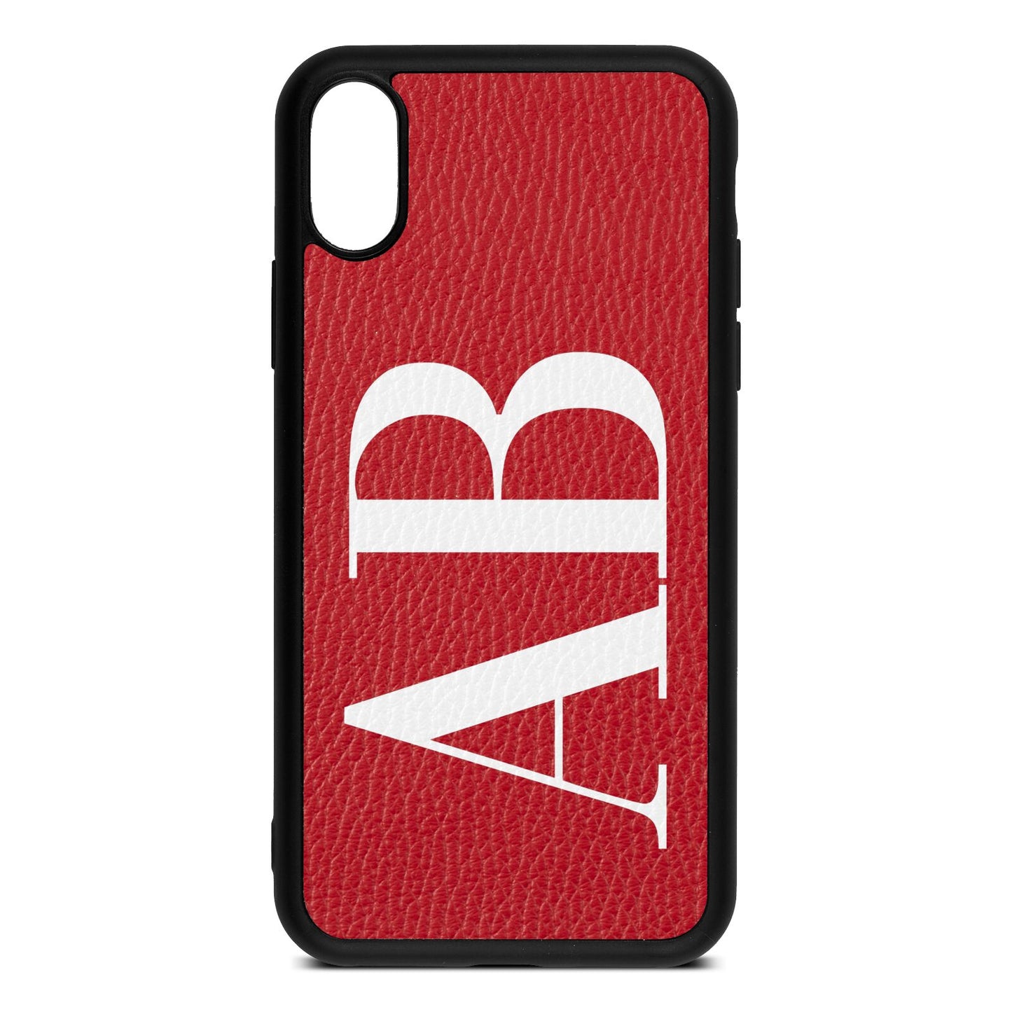 Personalised Bold Font Red Pebble Leather iPhone Xs Case