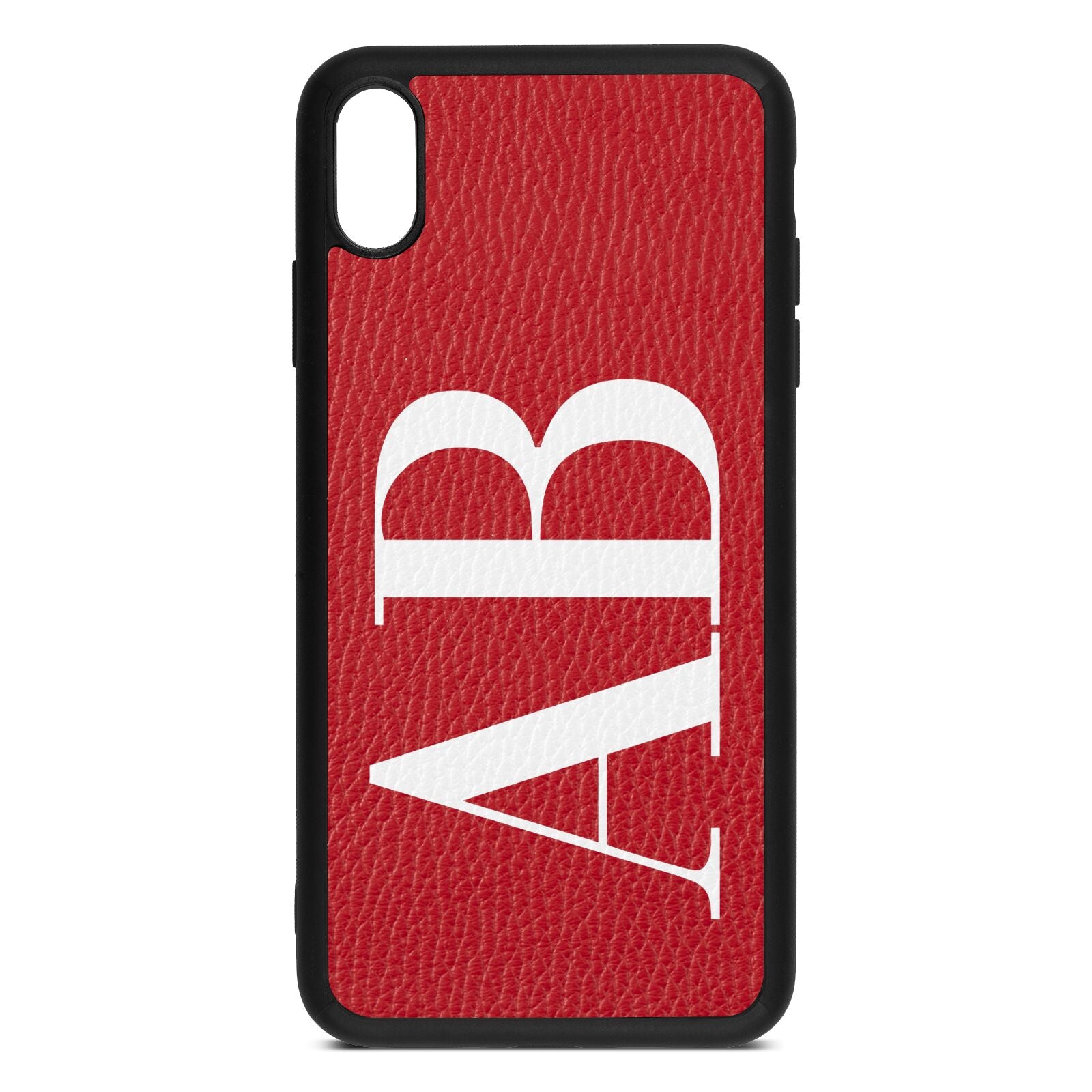 Personalised Bold Font Red Pebble Leather iPhone Xs Max Case