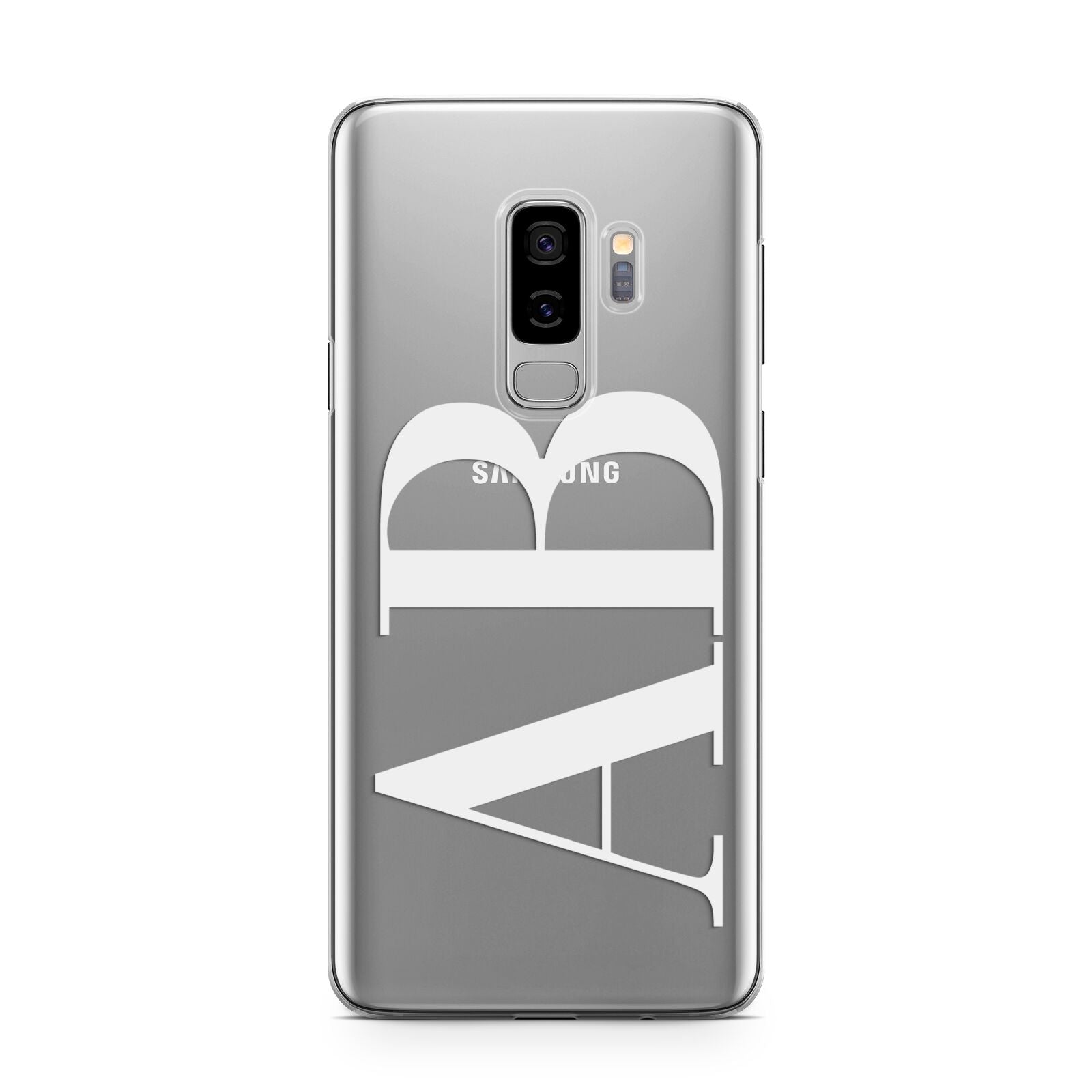 Personalised Bold Font Samsung Galaxy S9 Plus Case on Silver phone