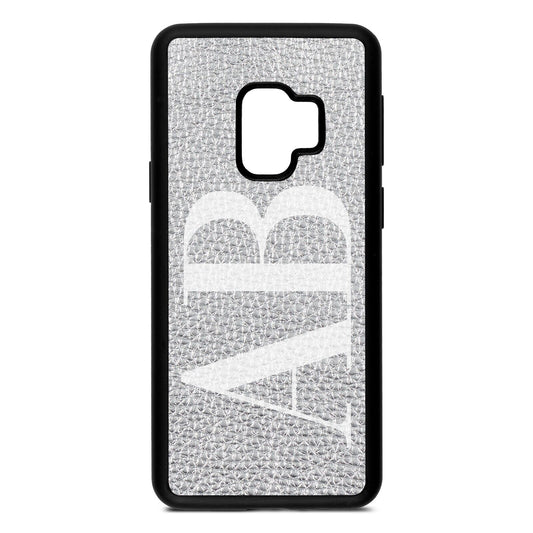 Personalised Bold Font Silver Pebble Leather Samsung S9 Case