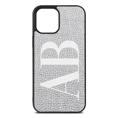 Personalised Bold Font Silver Pebble Leather iPhone 12 Pro Max Case