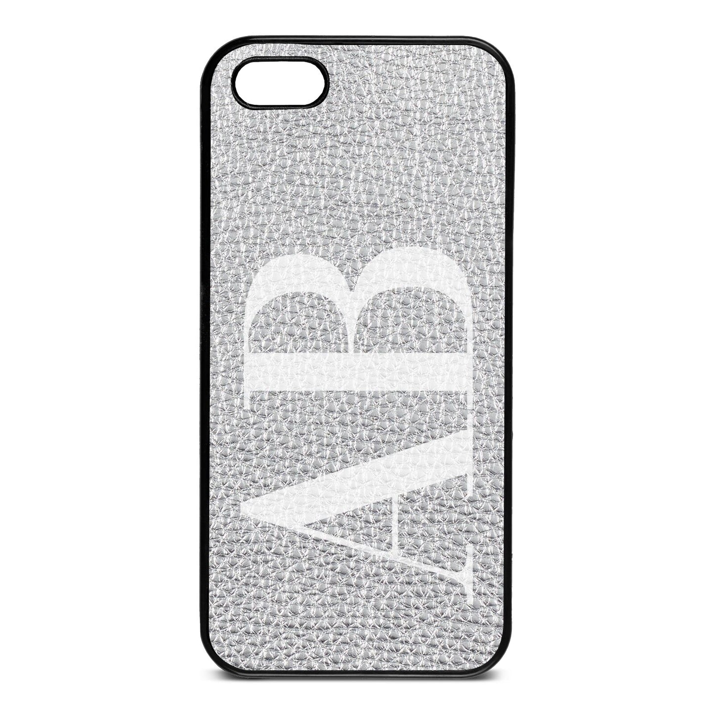 Personalised Bold Font Silver Pebble Leather iPhone 5 Case