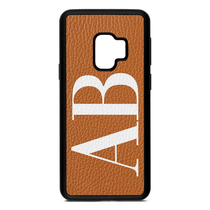 Personalised Bold Font Tan Pebble Leather Samsung S9 Case