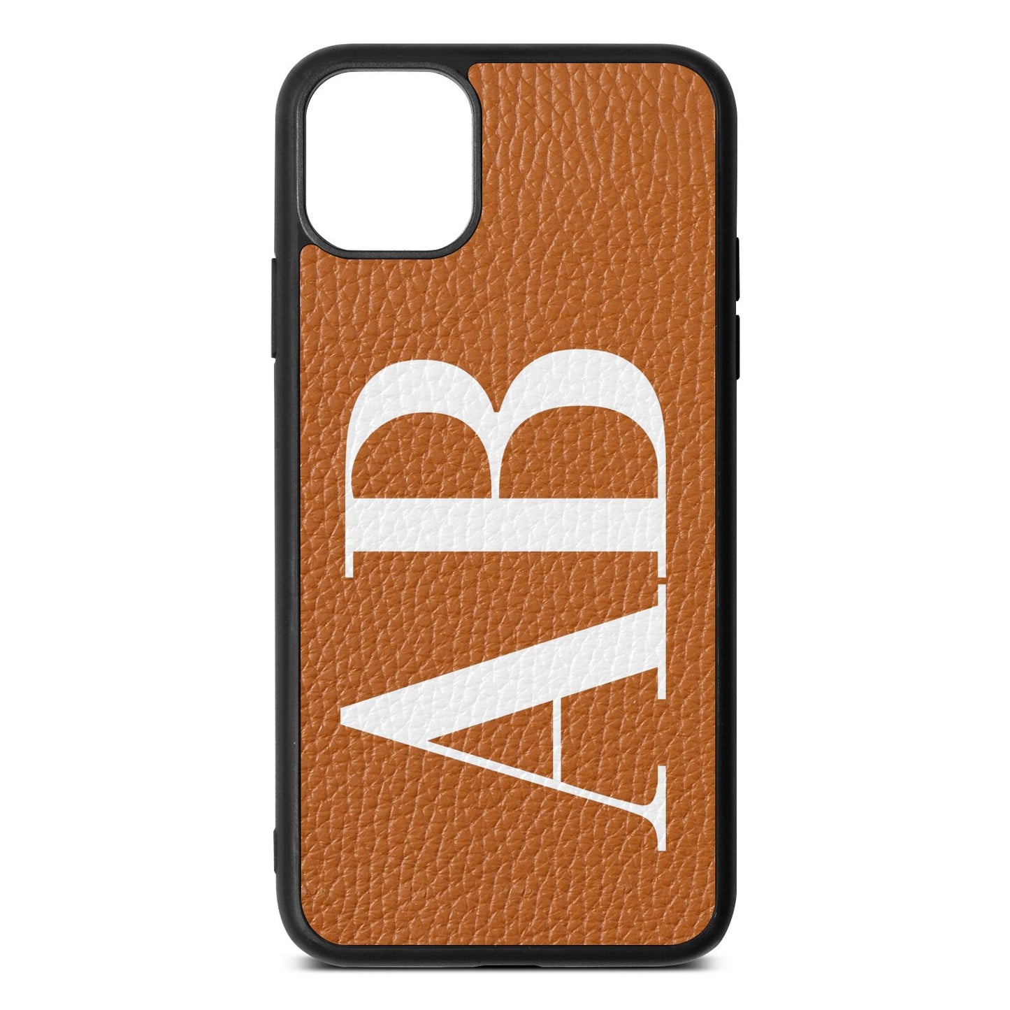 Personalised Bold Font Tan Pebble Leather iPhone 11 Pro Max Case